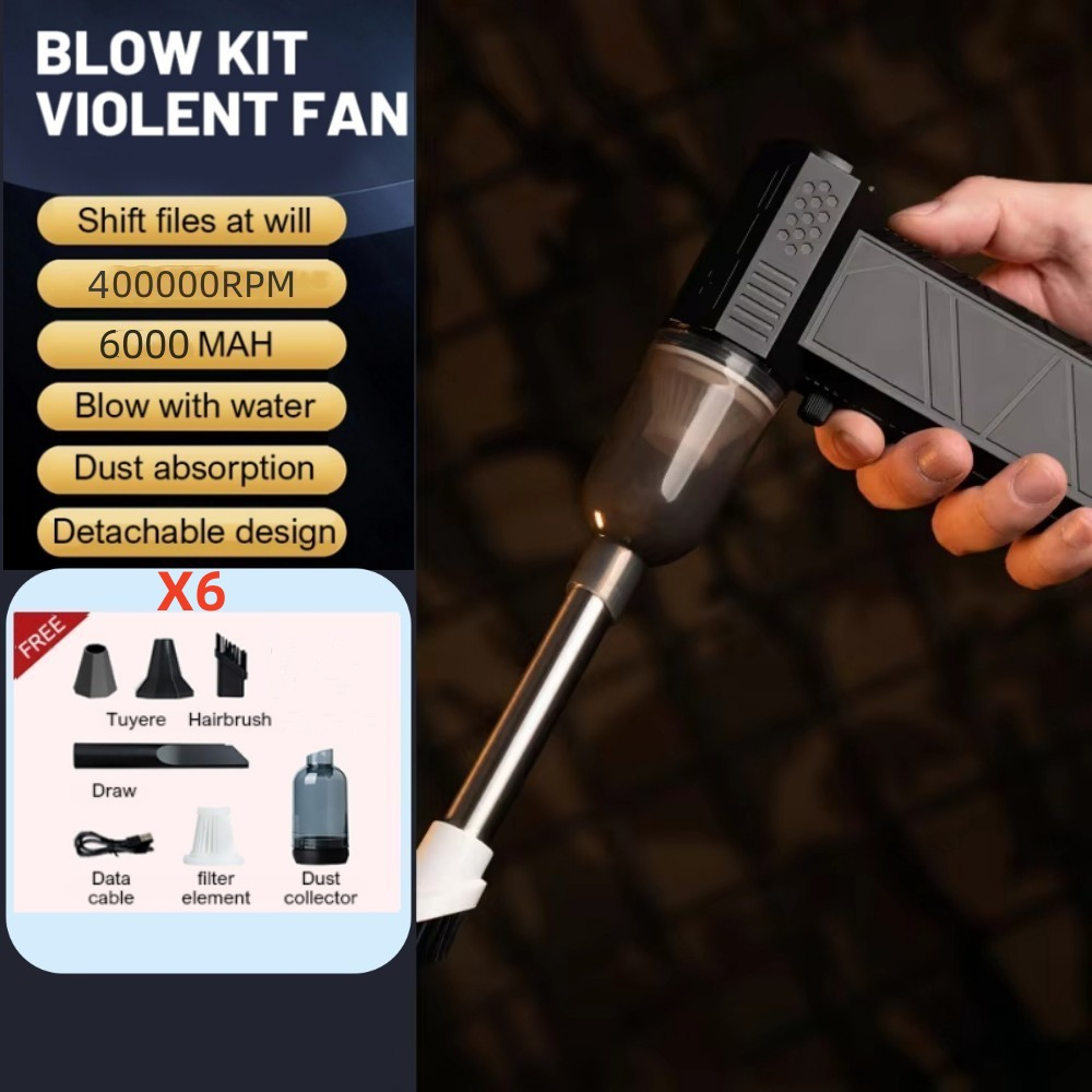 Turbo Jet Blower 300000RPM Violent Fan HighSpeed Dust Cleaner TypeC Charging 53ms Strong Win