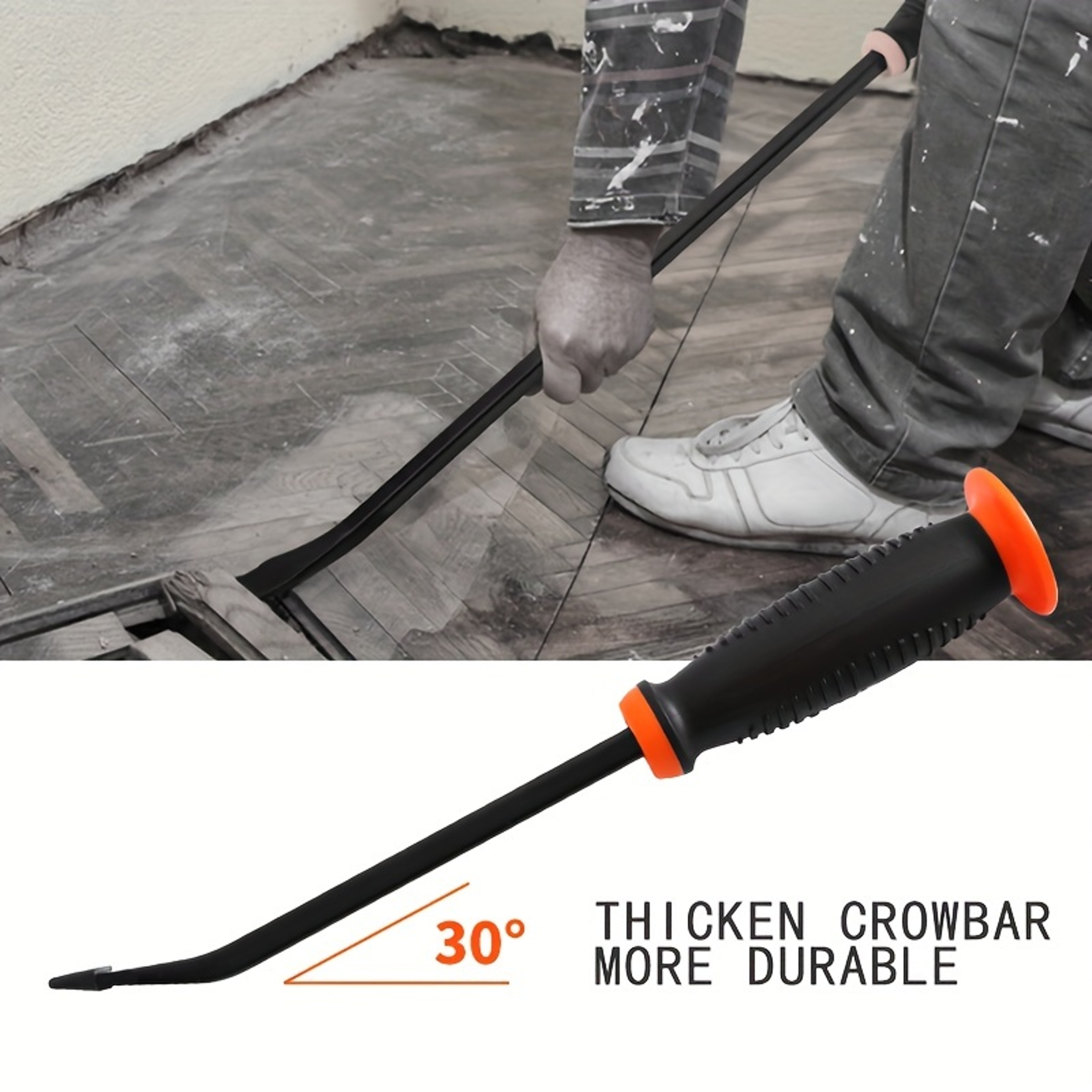 Industrial Grade Thicken Pry Bar Angled Tip Crowbar With Protective Hammer Strike Cap Handle 2