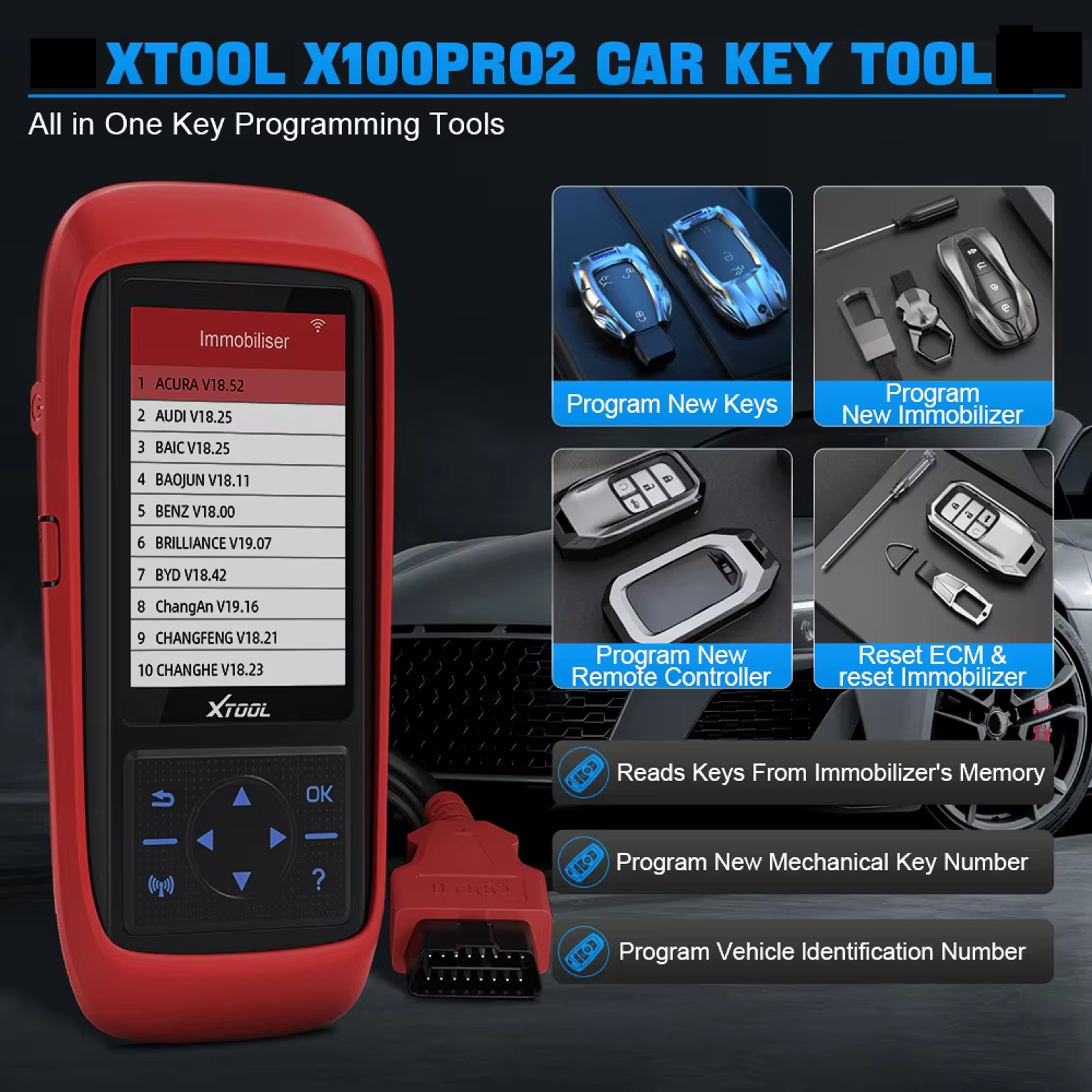 XTOOL X100Pro2 Professional OBD Scanner Key Programmer  Immobilizer With EEPROM Adapter 2