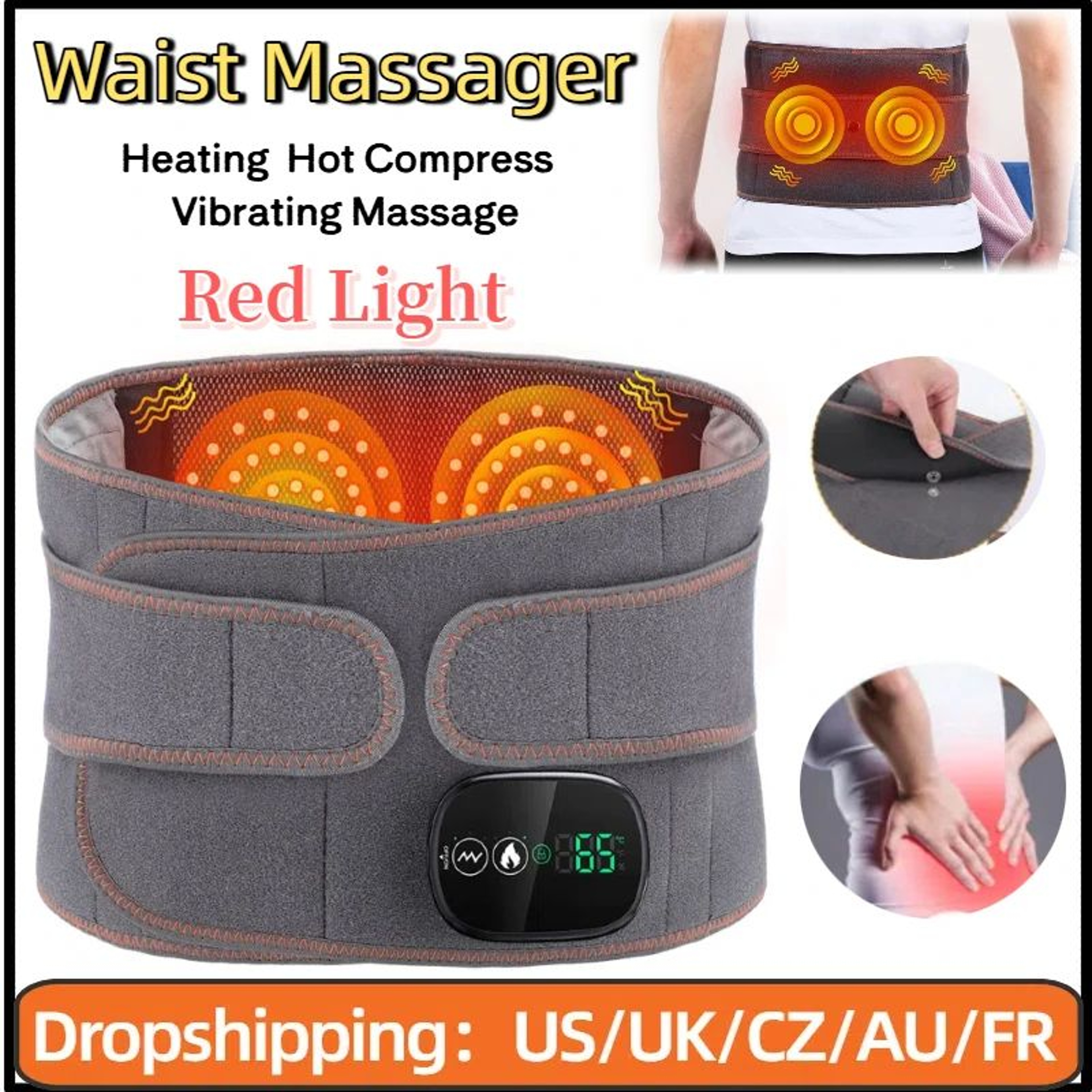 Inflatable Waist Belt With Heated Vibration Massage Decompression Posture Correction Support With A 0