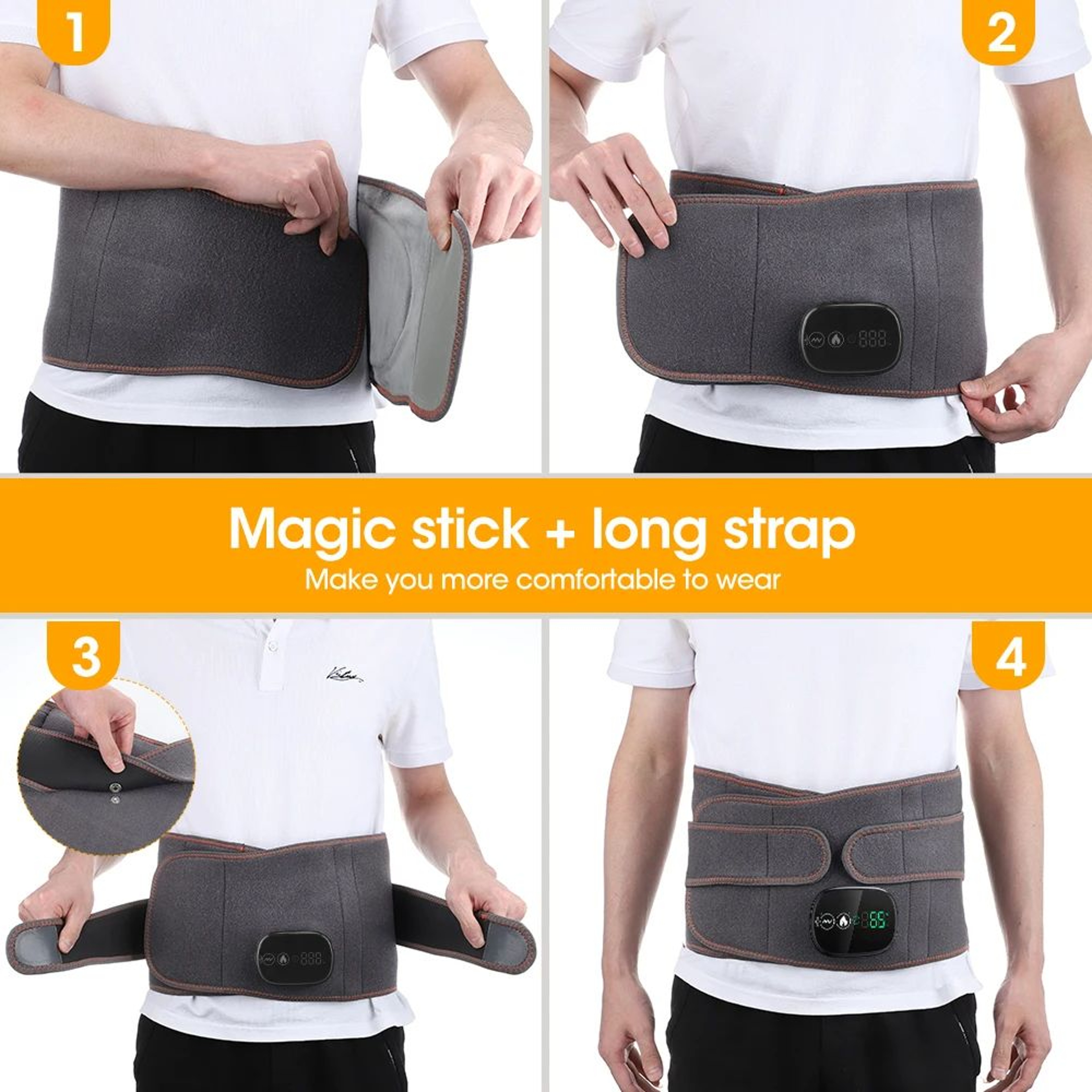 Inflatable Waist Belt With Heated Vibration Massage Decompression Posture Correction Support With A 5