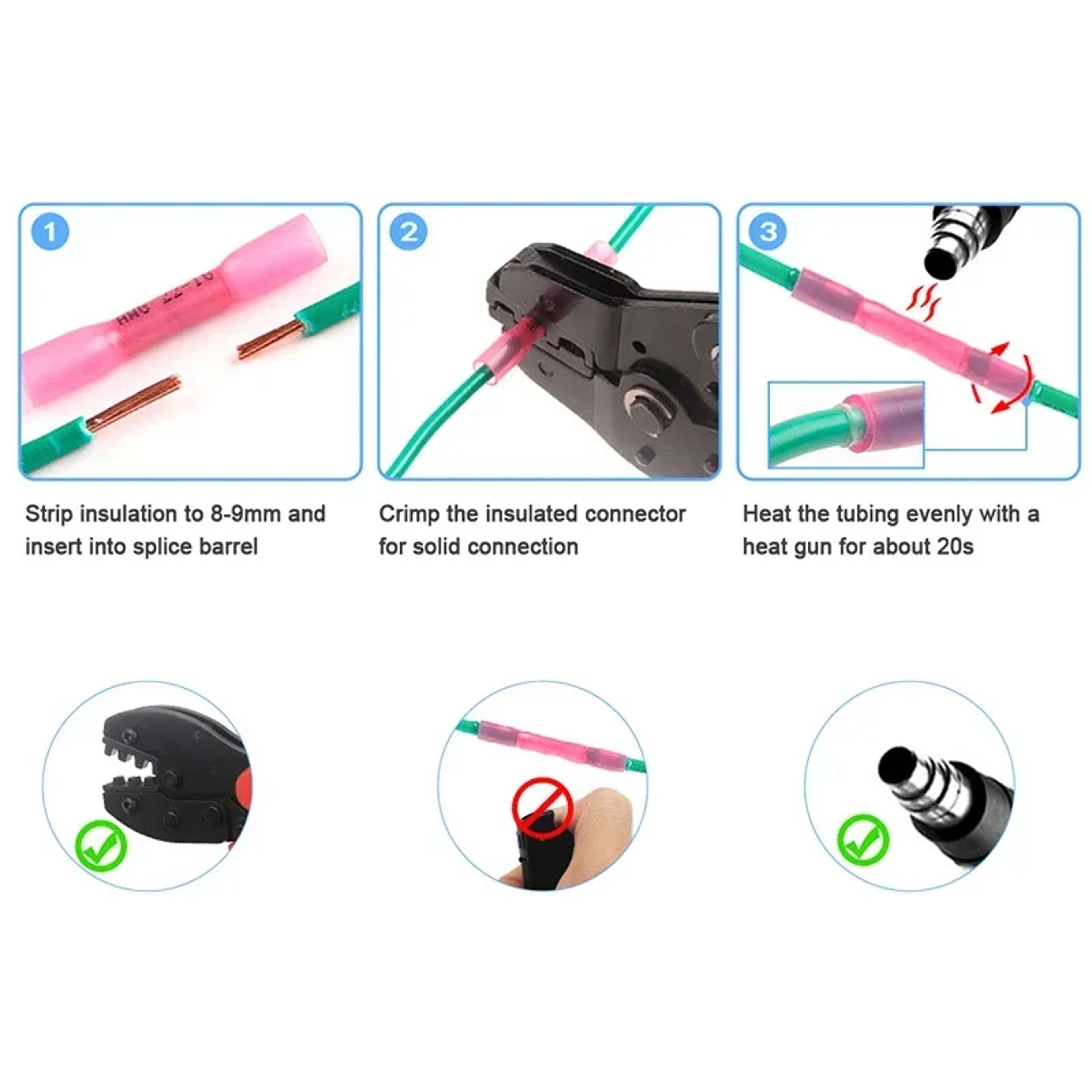 Waterproof Heat Shrink Butt Wire Connectors AWG Automotive Electrical Crimp Terminals for Cable Splice Repair – view 4