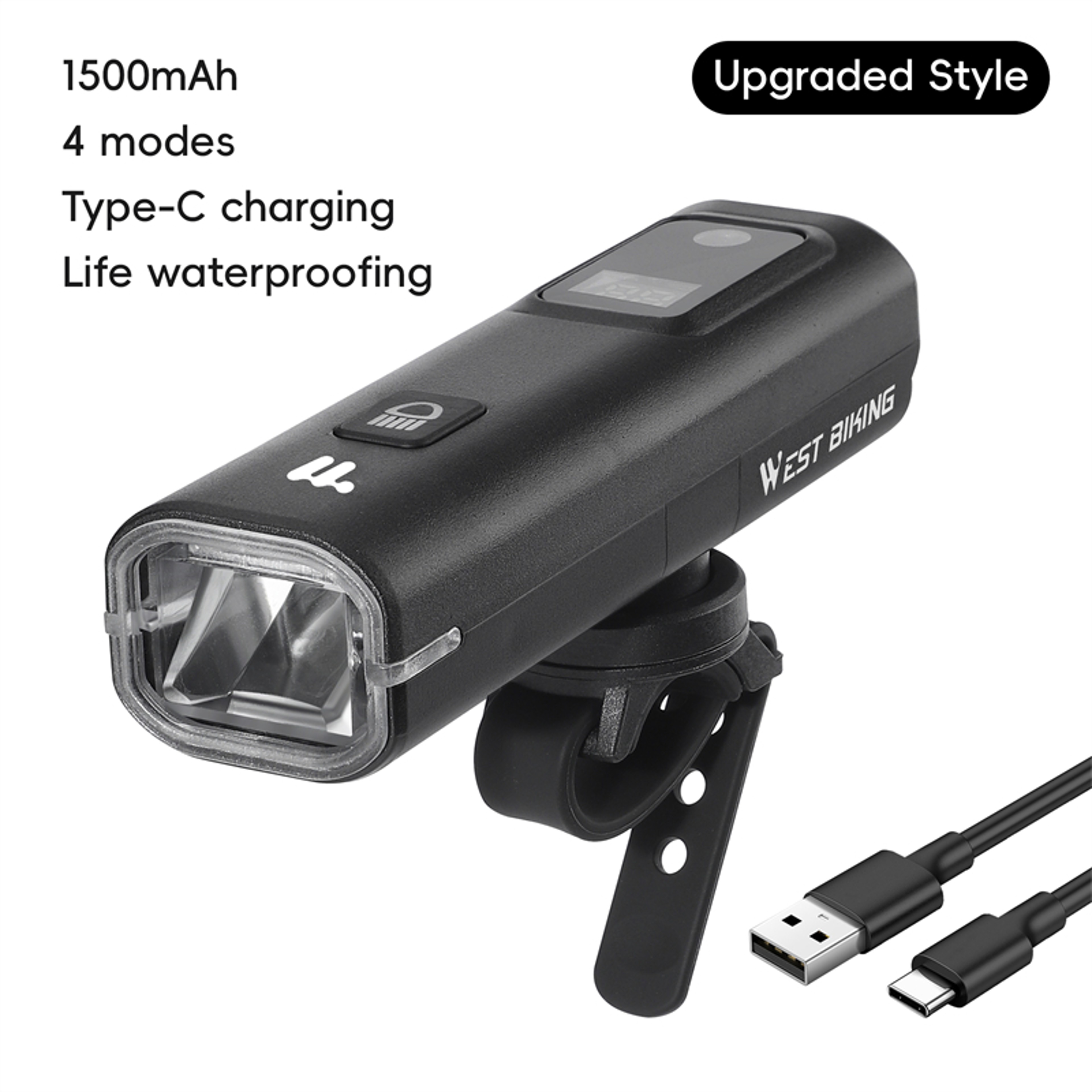 Biking Bike Front Light, Intelligent Light Sensing Cycling Flashlight, Quick Release, USB Rechargeable, Waterproof – view 8