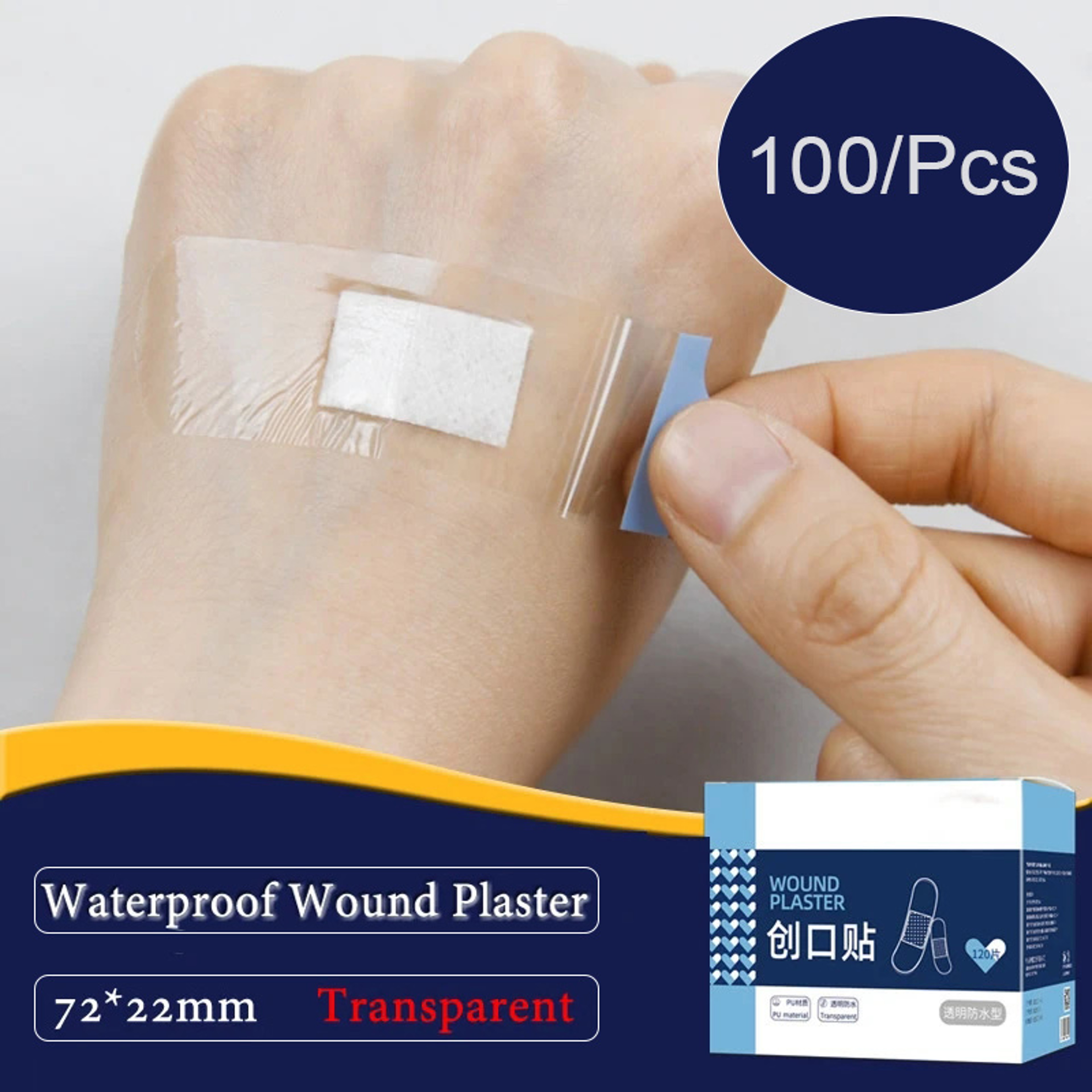 Waterproof Transparent Wound Plasters, Anti-Bacterial Adhesive Medical Bandages for First Aid, Travel & Home Use – view 7