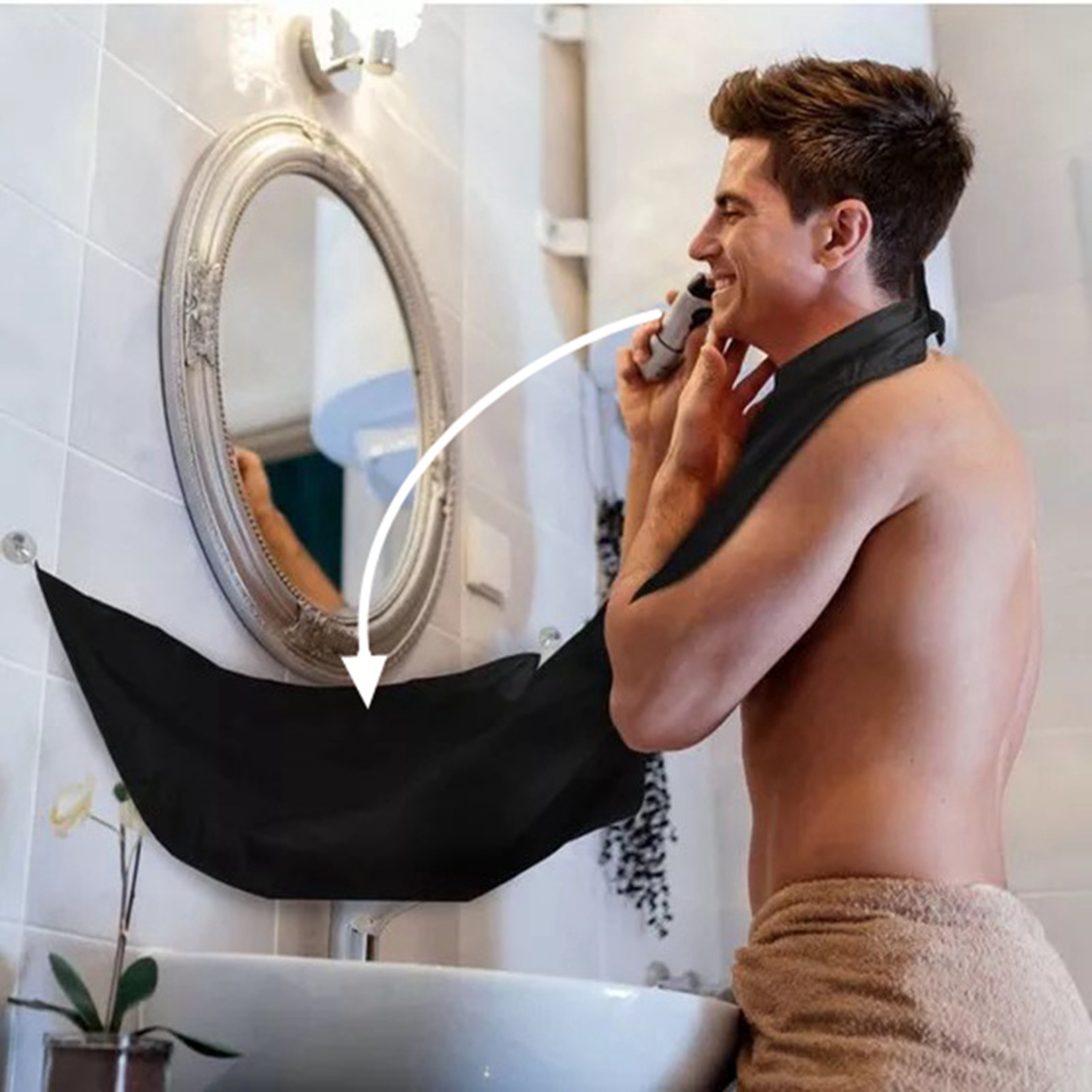 Male Shaving Apron Beard Catcher Cape, Hairdresser & Barber Bib for Men Shaver Cleaning Face Bib for Shaved Hair – view 3