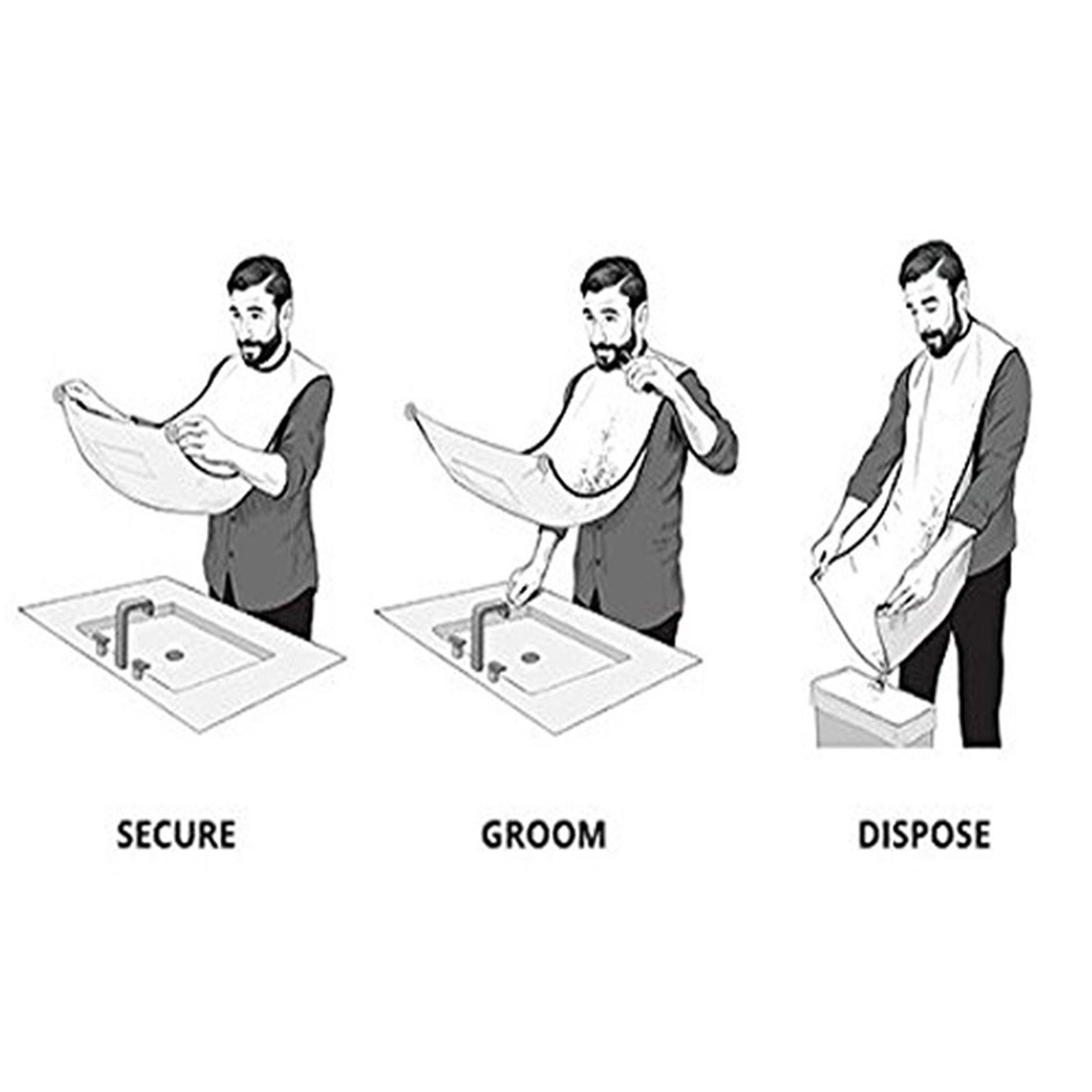 Male Shaving Apron Beard Catcher Cape, Hairdresser & Barber Bib for Men Shaver Cleaning Face Bib for Shaved Hair – view 5