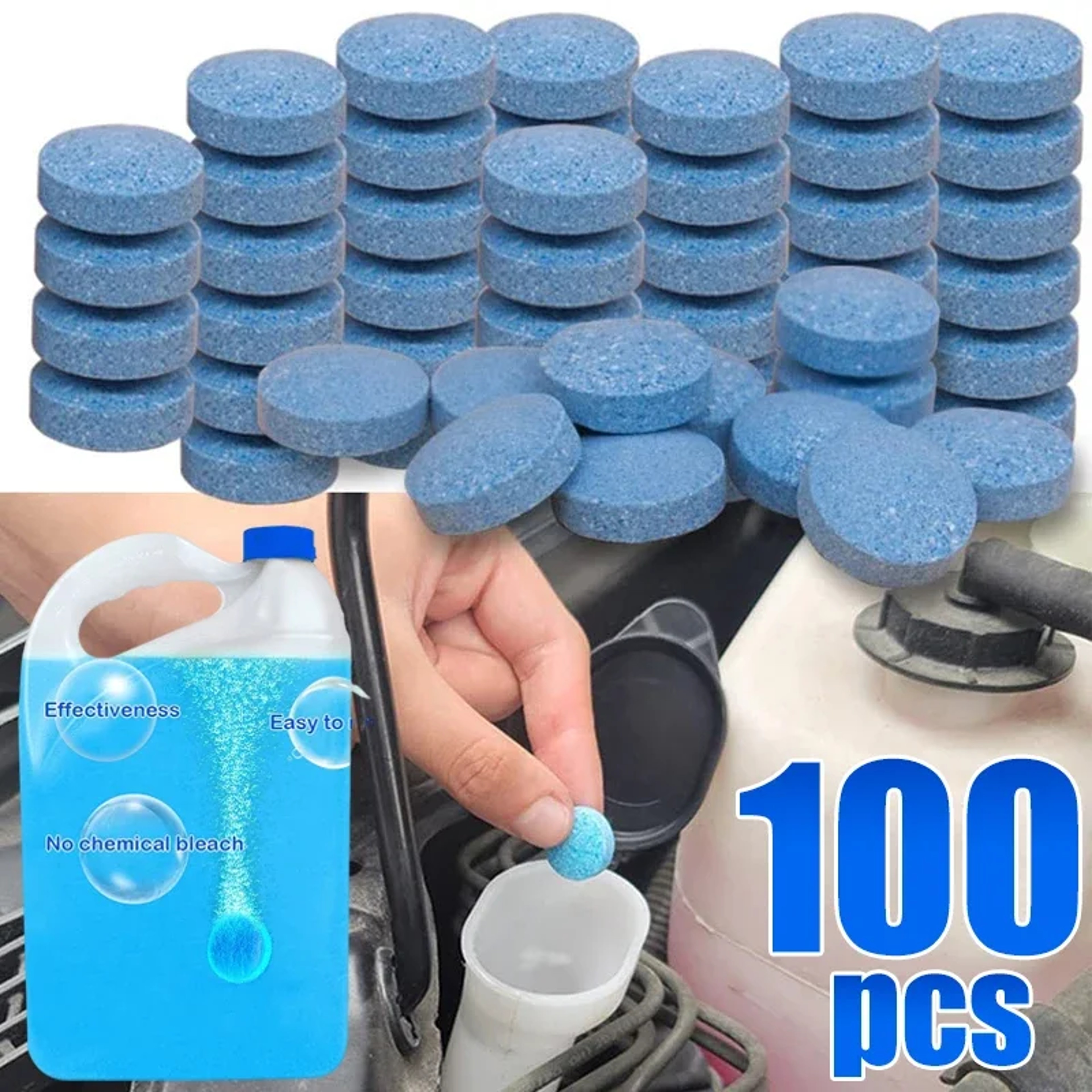 All-Season Windshield Washer Effervescent Tablet, Solid Concentrate, Shellac-Free Formula for Streak-Free Cleaning – view 1