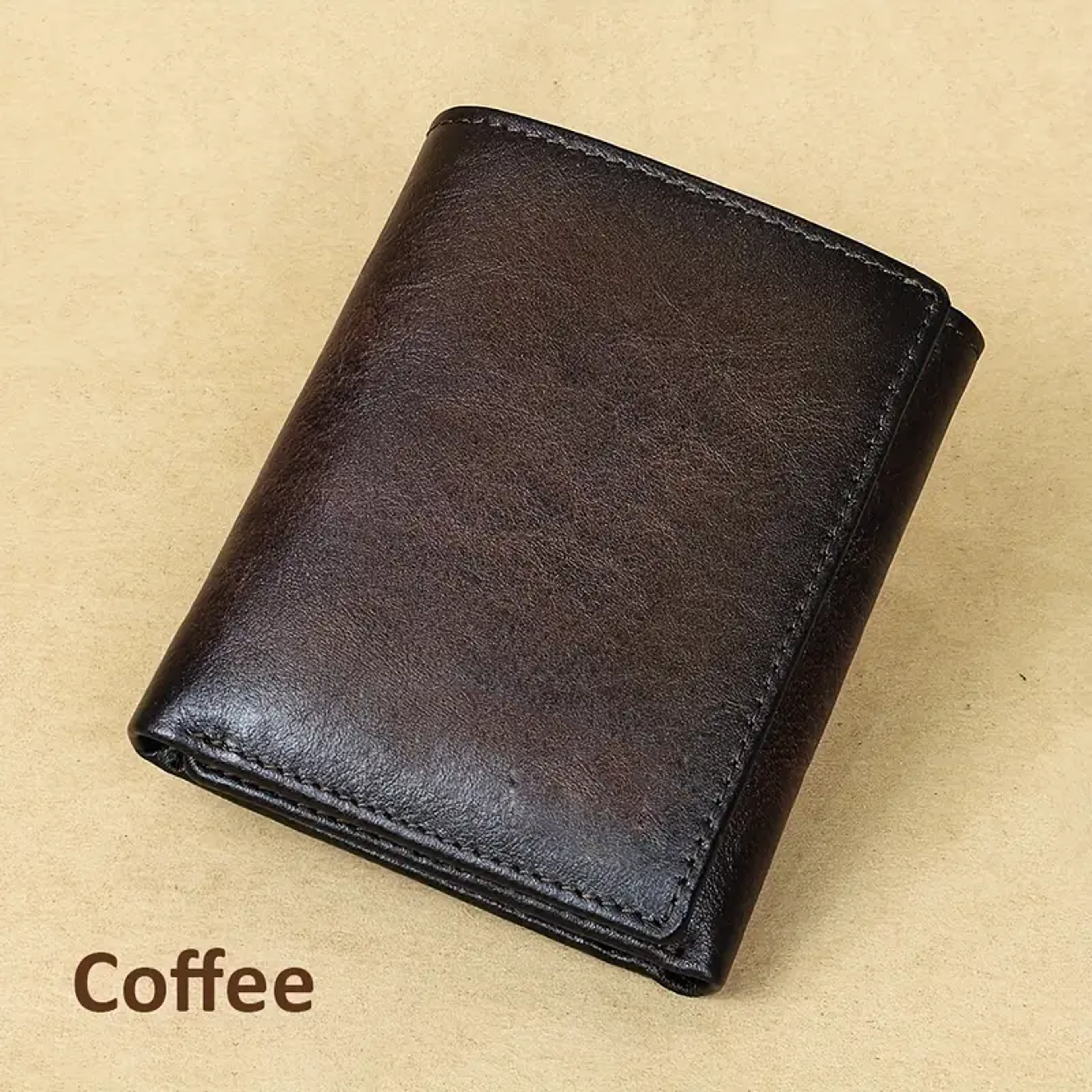 Retro Mens Wallet RFID Anti Theft Brush Short Style Three Fold Design Large Capacity With Photo Slo 6