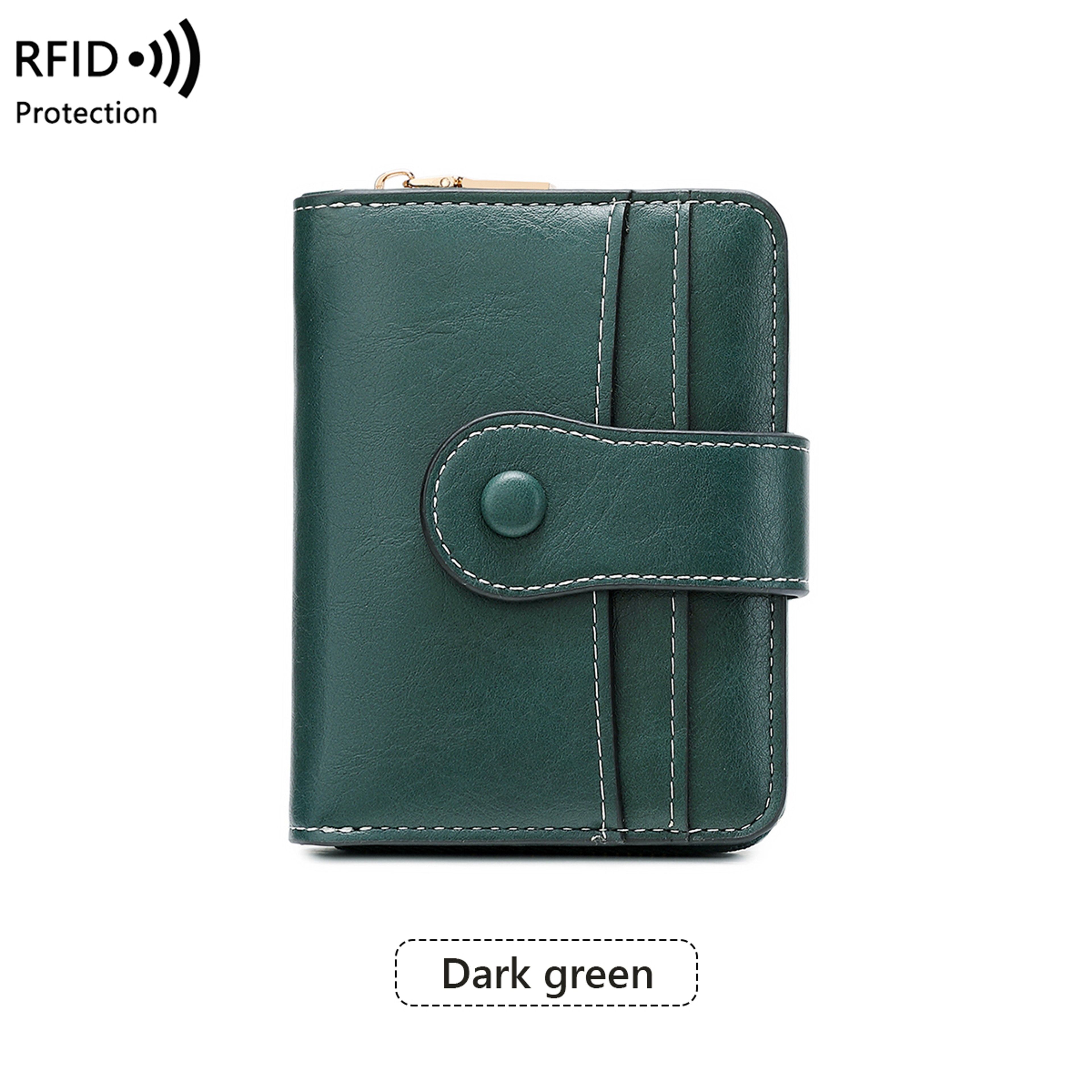 Women RFID Blocking Wallet, Zipper Buckle Multi-Card Holder, Retro Short Coin Purse, Compact Functional Design – view 7