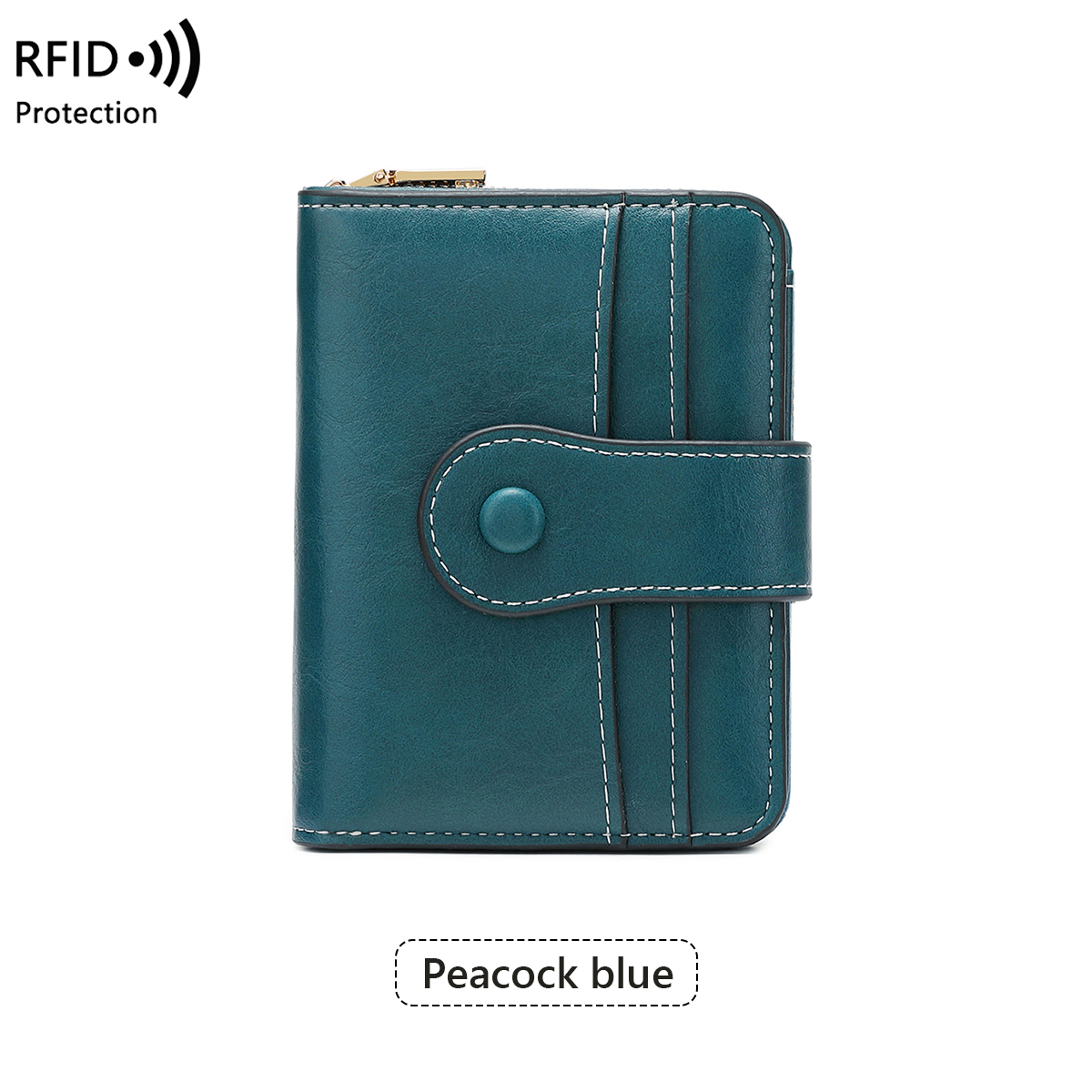 Women RFID Blocking Wallet, Zipper Buckle Multi-Card Holder, Retro Short Coin Purse, Compact Functional Design – view 10