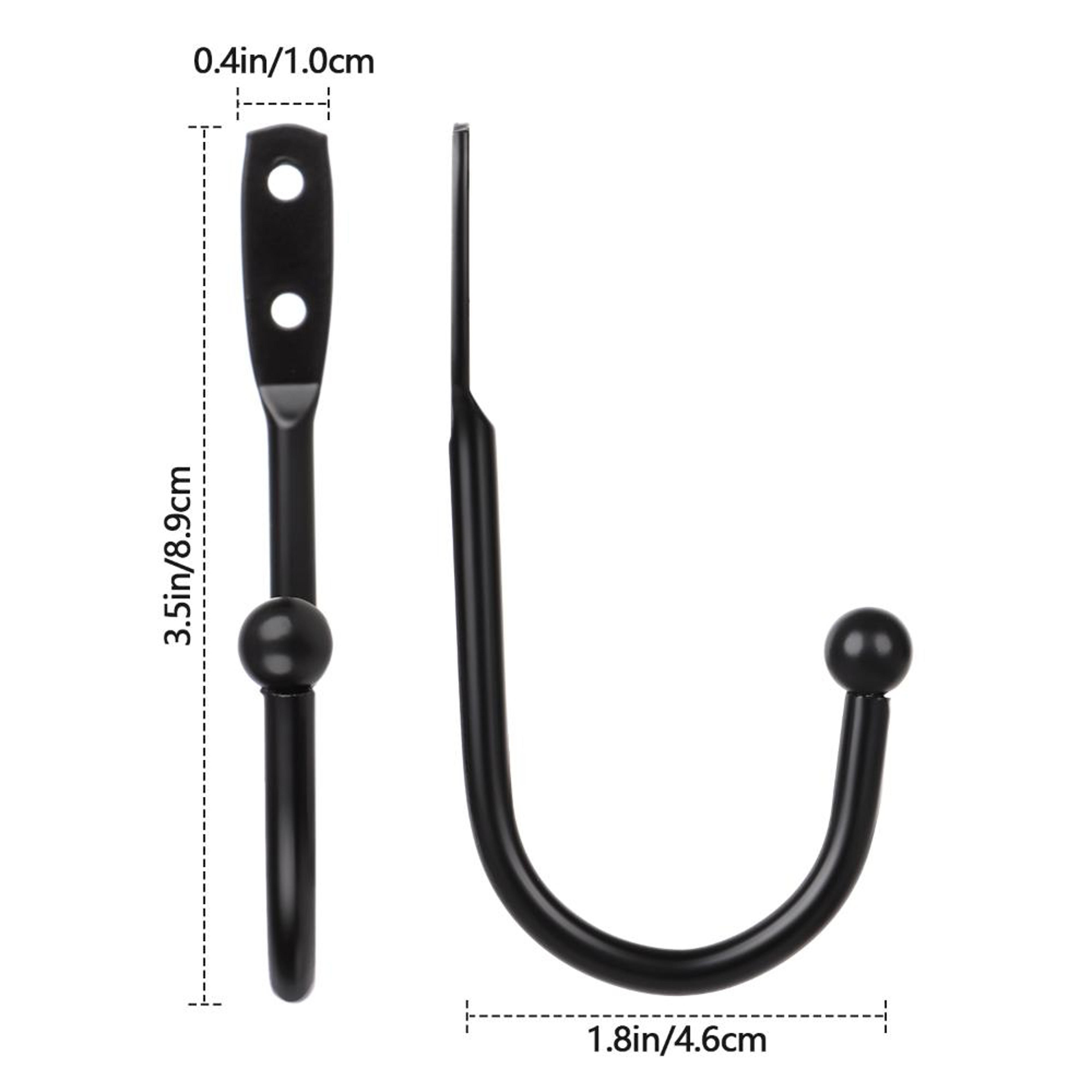 Black Metal Curtain Holdback with Screws, Wall-Mounted Tie Back Hooks for Curtains Drapes, Durable Loop Holder for Light – view 6
