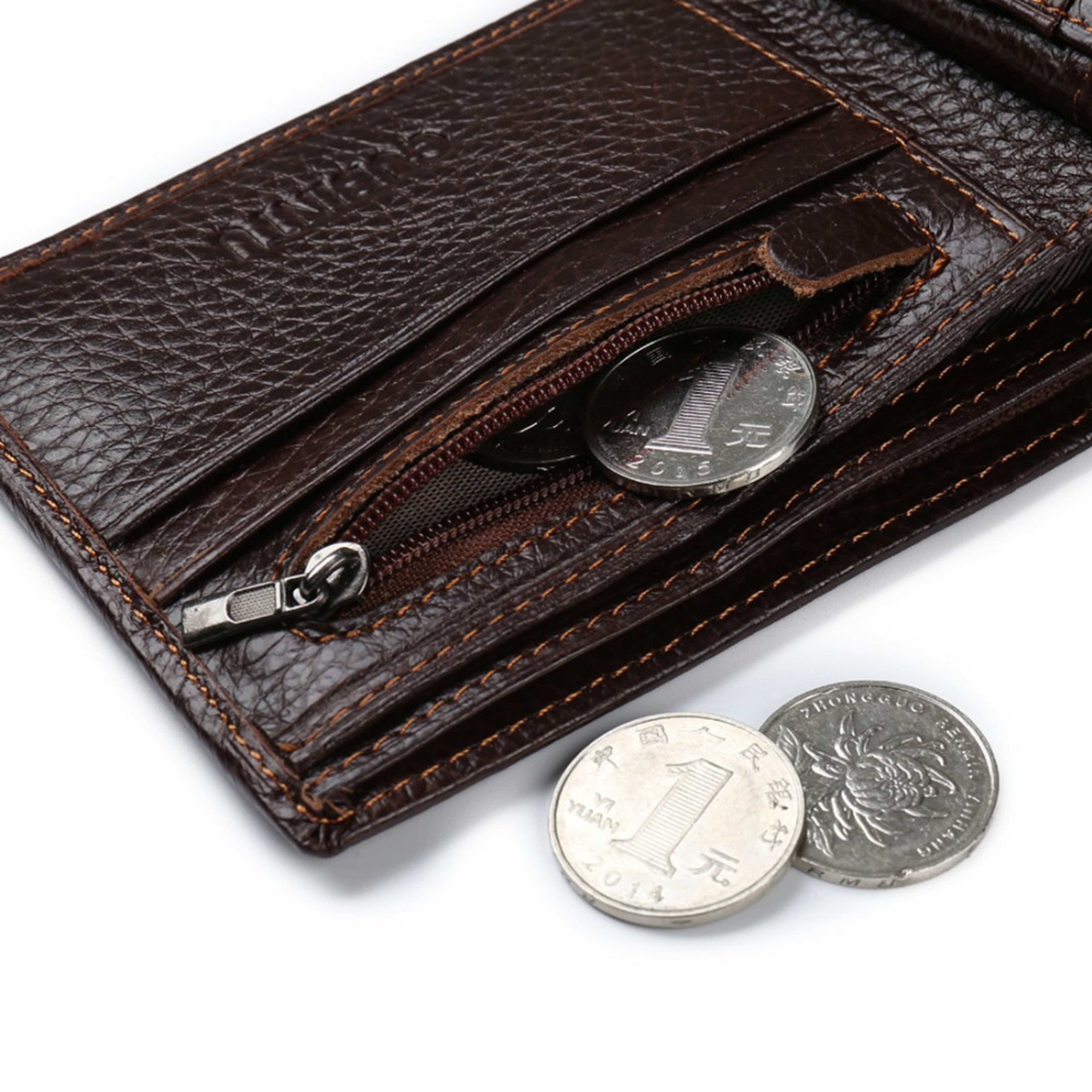 High Quality GUBINTU Genuine Leather Men Wallets, Real Leather Wallet with Coin Pocket Zipper, Male Purse Eagle Design – view 4