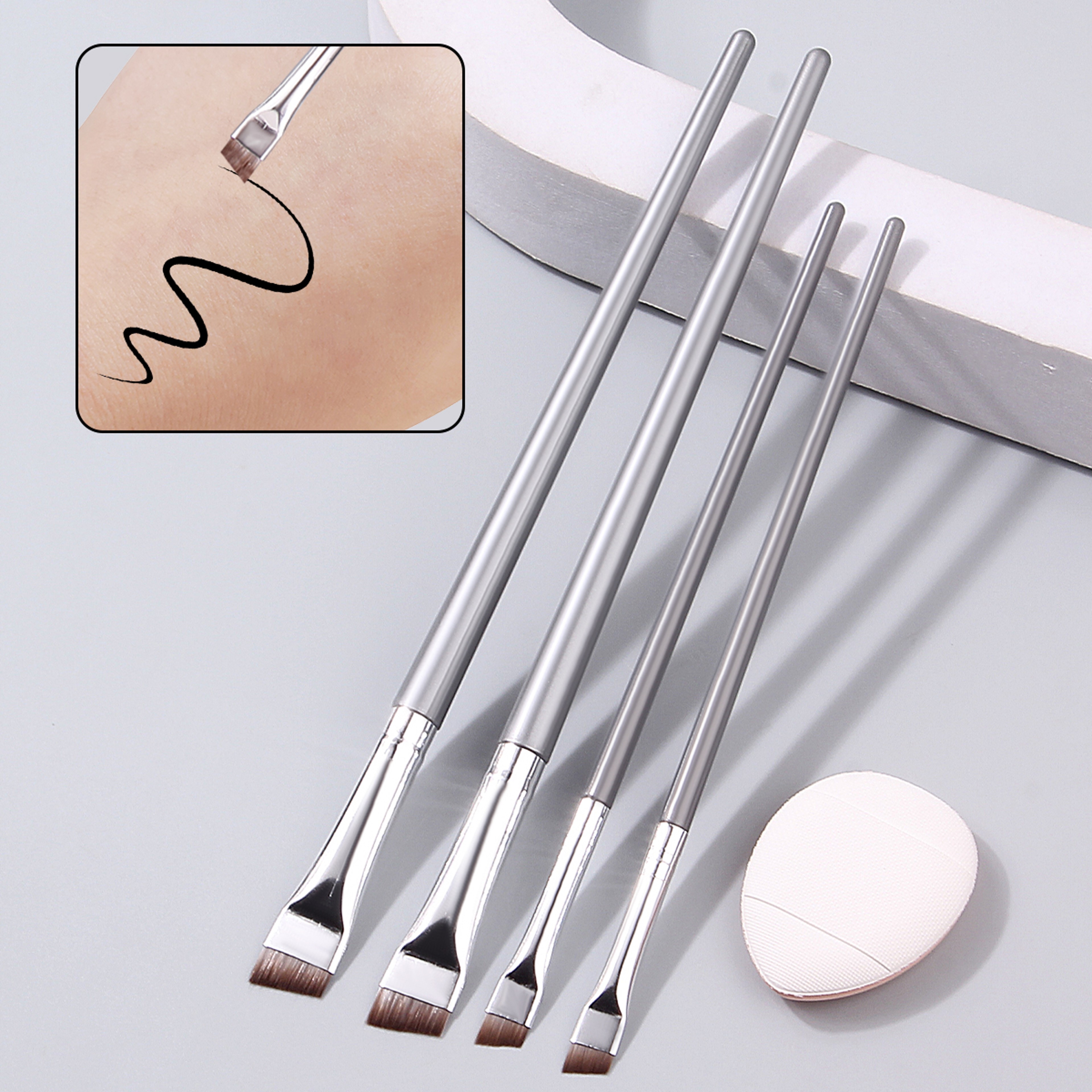 Ultra-thin Fine Eyeliner Eyebrow Brushes, Beginner Eye Detail Makeup Kit, Mini Concealer Finger Powder Puff – view 1