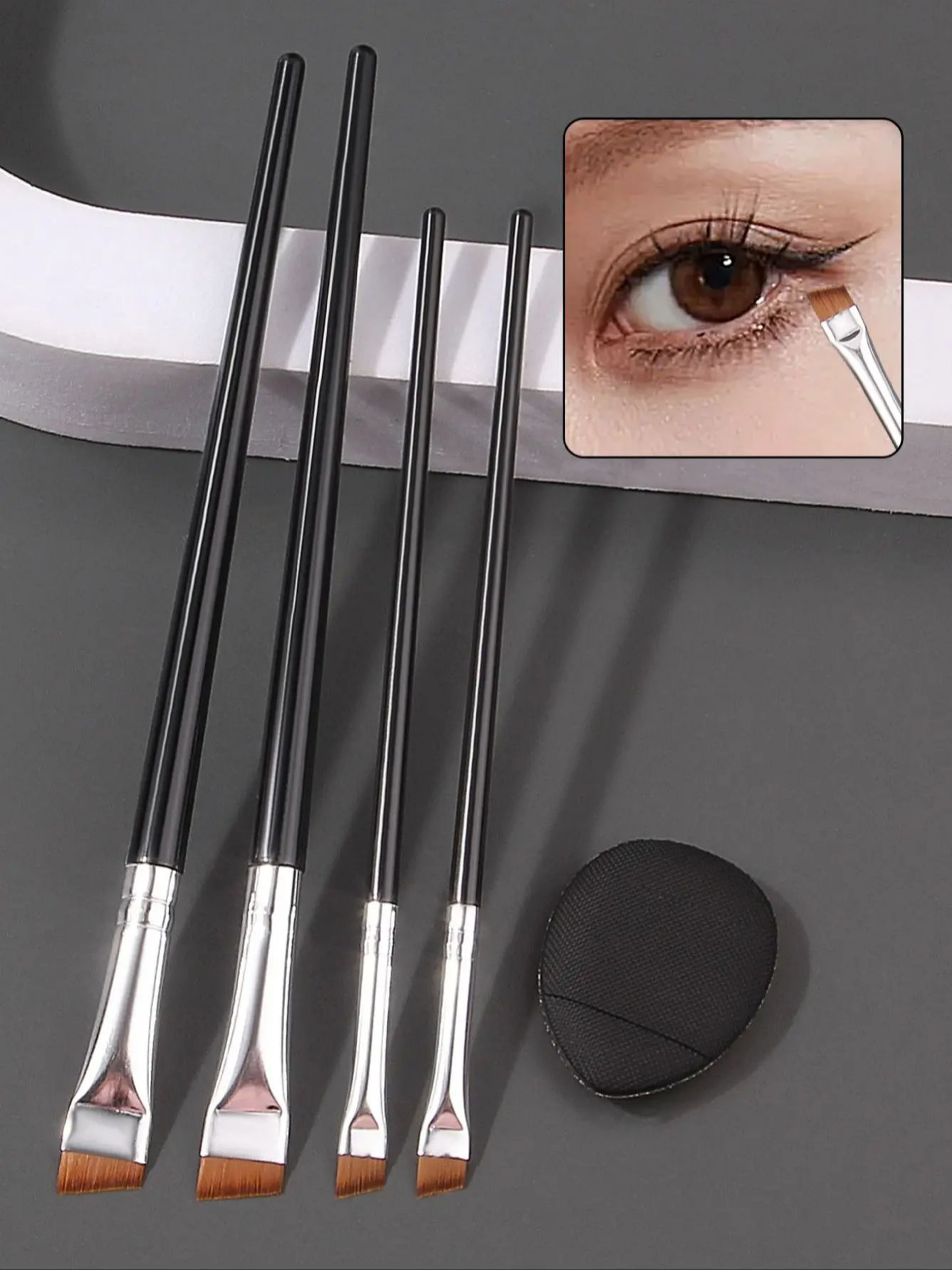 Ultra-thin Fine Eyeliner Eyebrow Brushes, Beginner Eye Detail Makeup Kit, Mini Concealer Finger Powder Puff – view 7