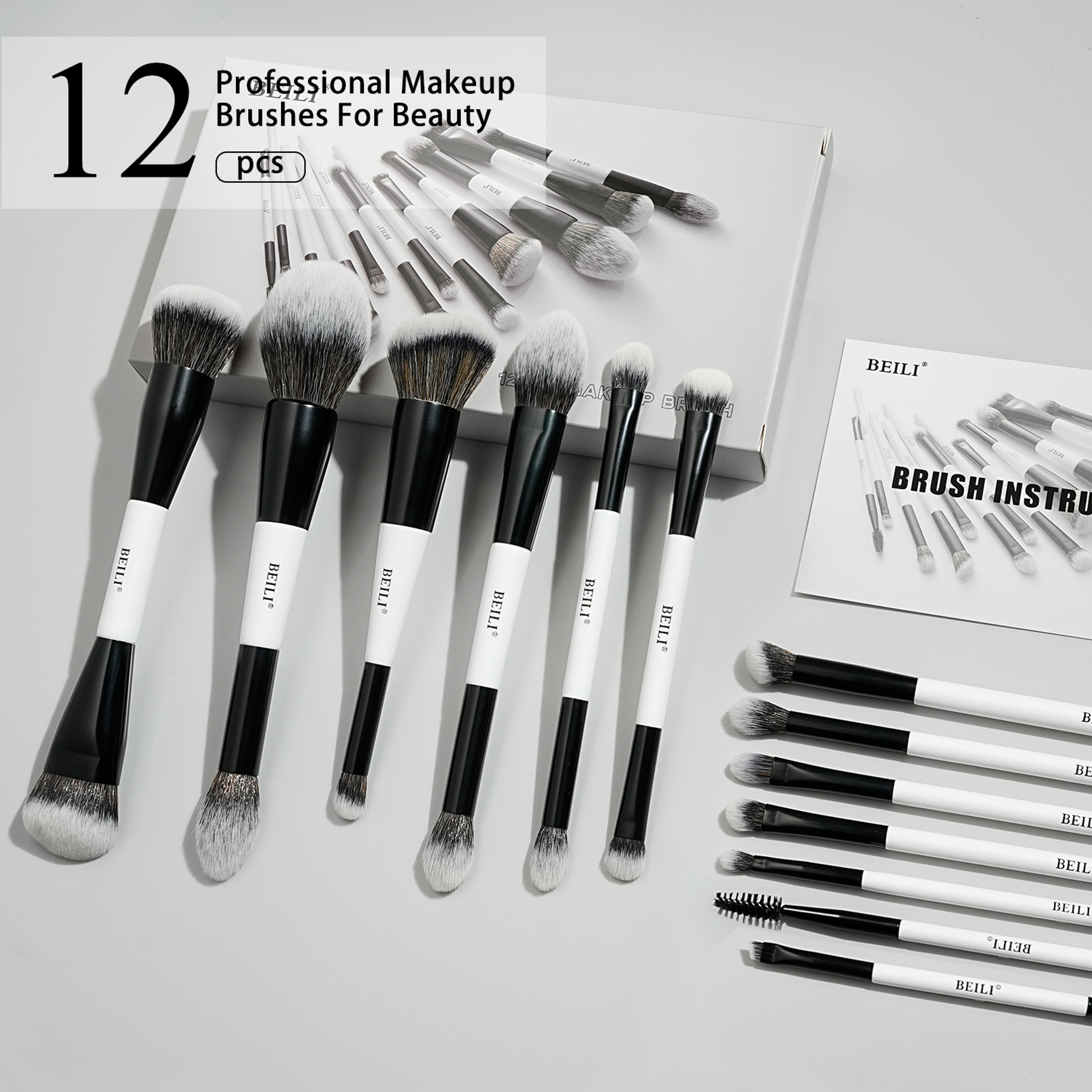 BEILI Makeup Brushes 12 Pieces, Eyeshadow Eyeliner Concealer Brush, Double-Sided Face Brush – view 4