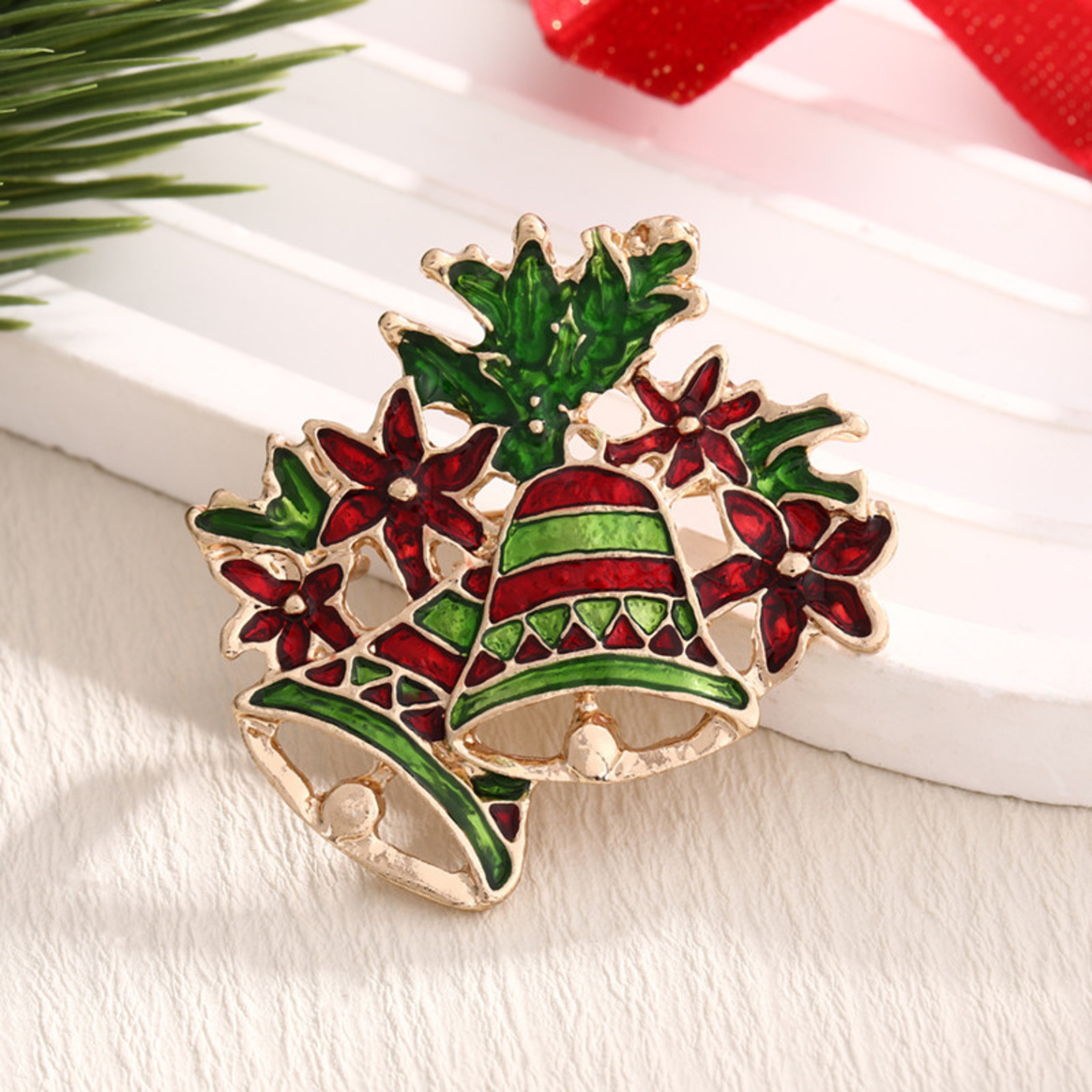 Rhinestone Christmas Bells, New Christmas Jewelry, Brooch Pin For Women Clothing, Fashion Sweet Alloy Enamel – view 3