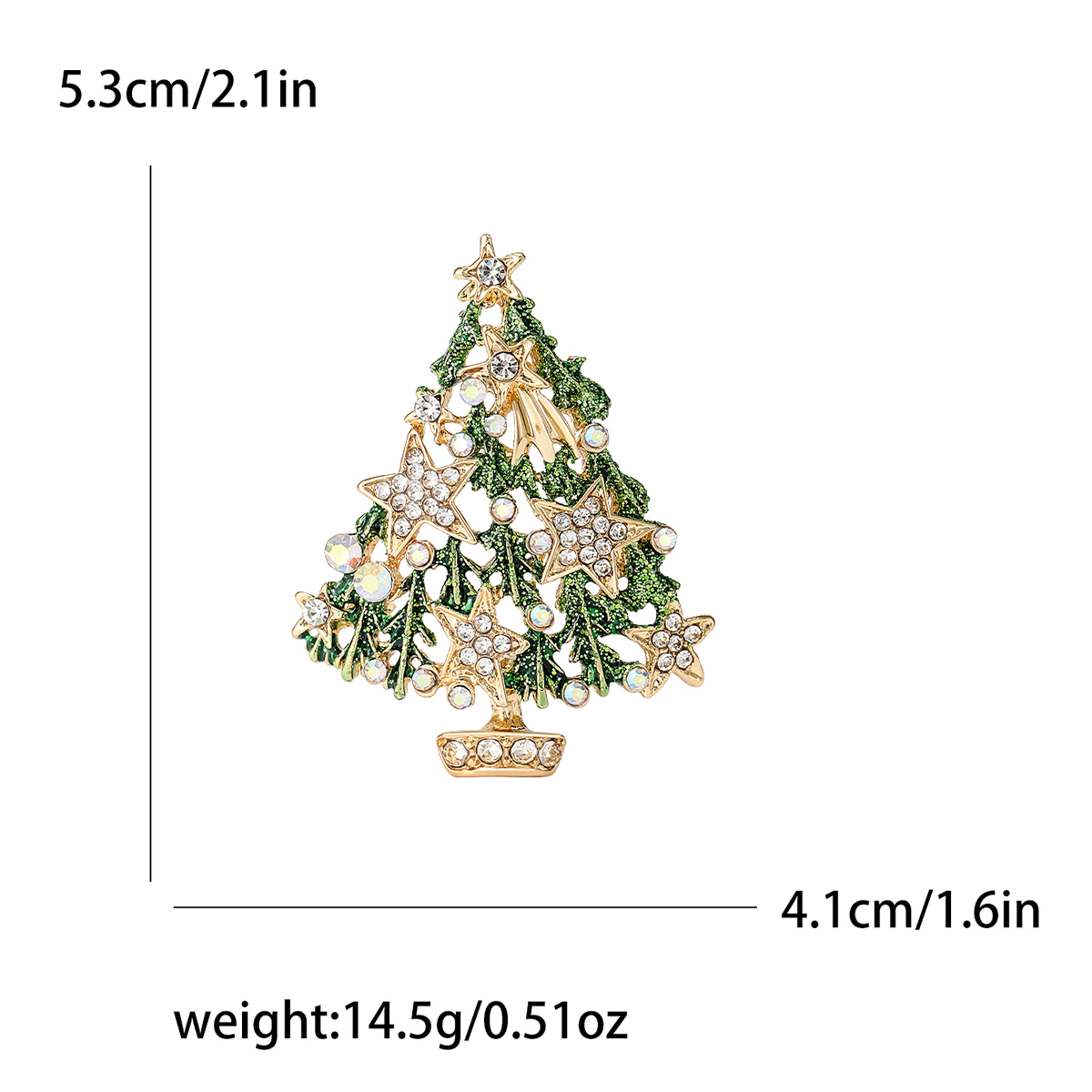 Rhinestone Plant Pins, Christma's Enamel Christmas Tree Brooches for Women, Event Party Decoration Clothes Accessories – view 3