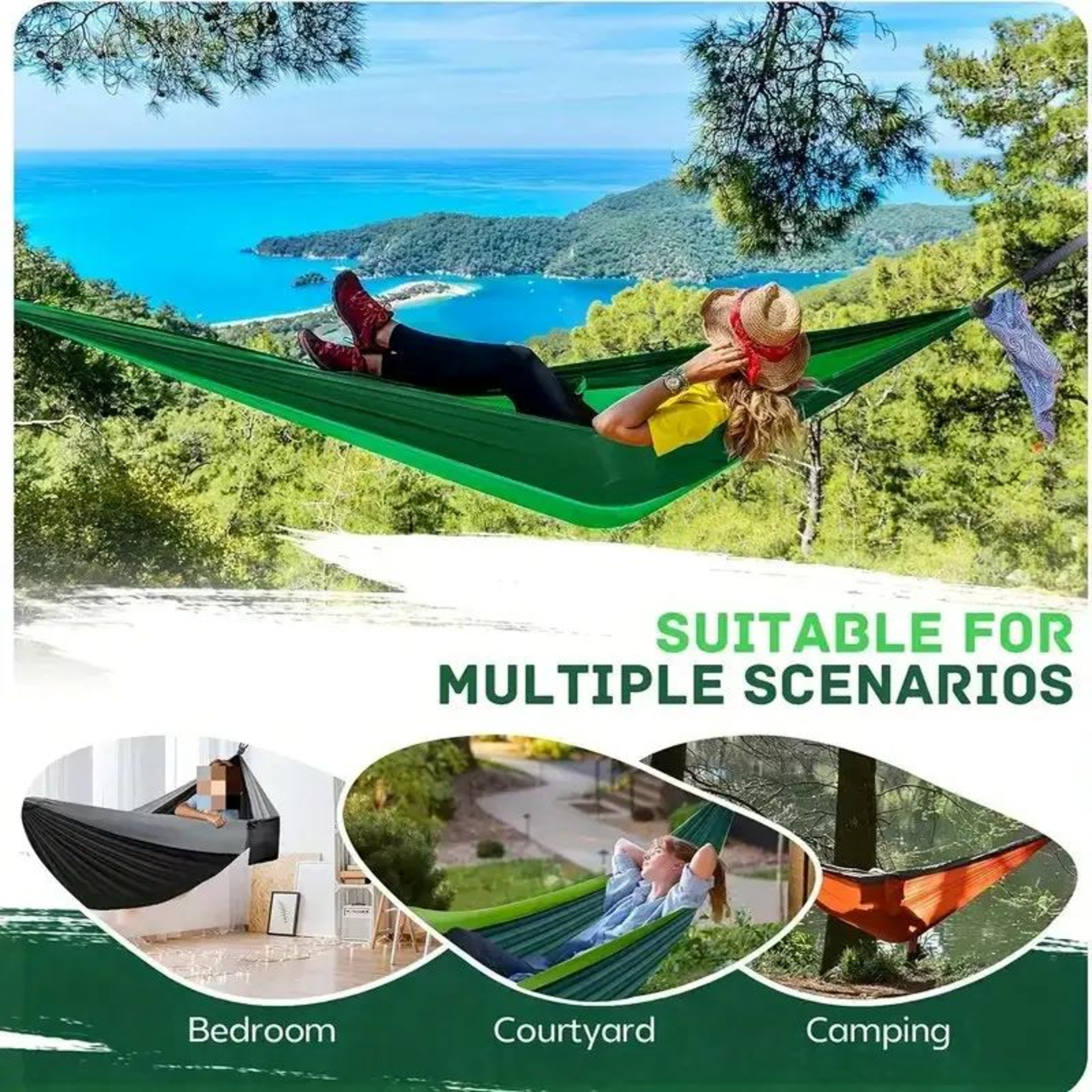 Portable Camping Hammock for AntiRollover Double Hammock for Beach Backyard Hiking – view 4