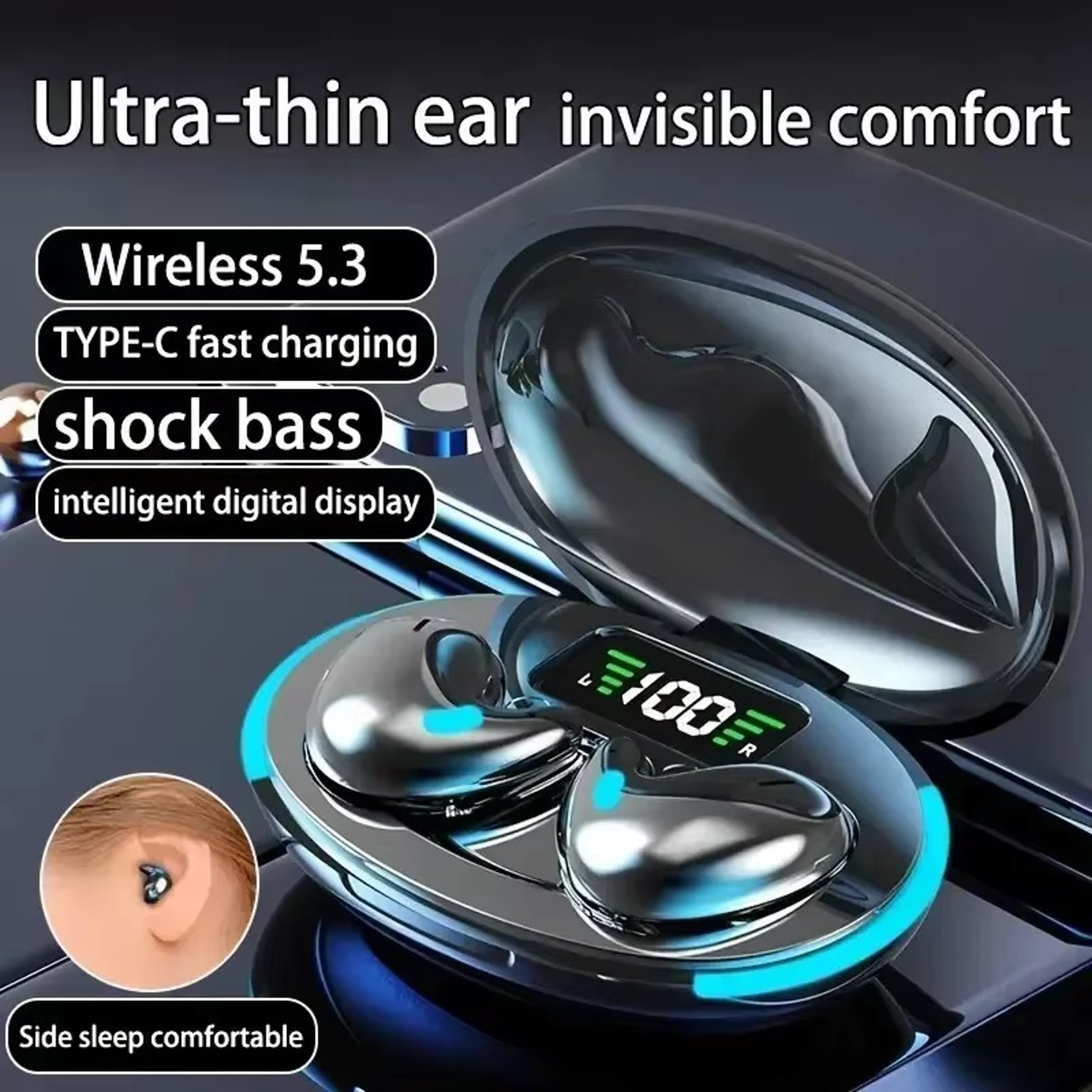 Sleep Earbuds Bluetooth Invisible Mini Wireless Earbuds with Mic – view 2