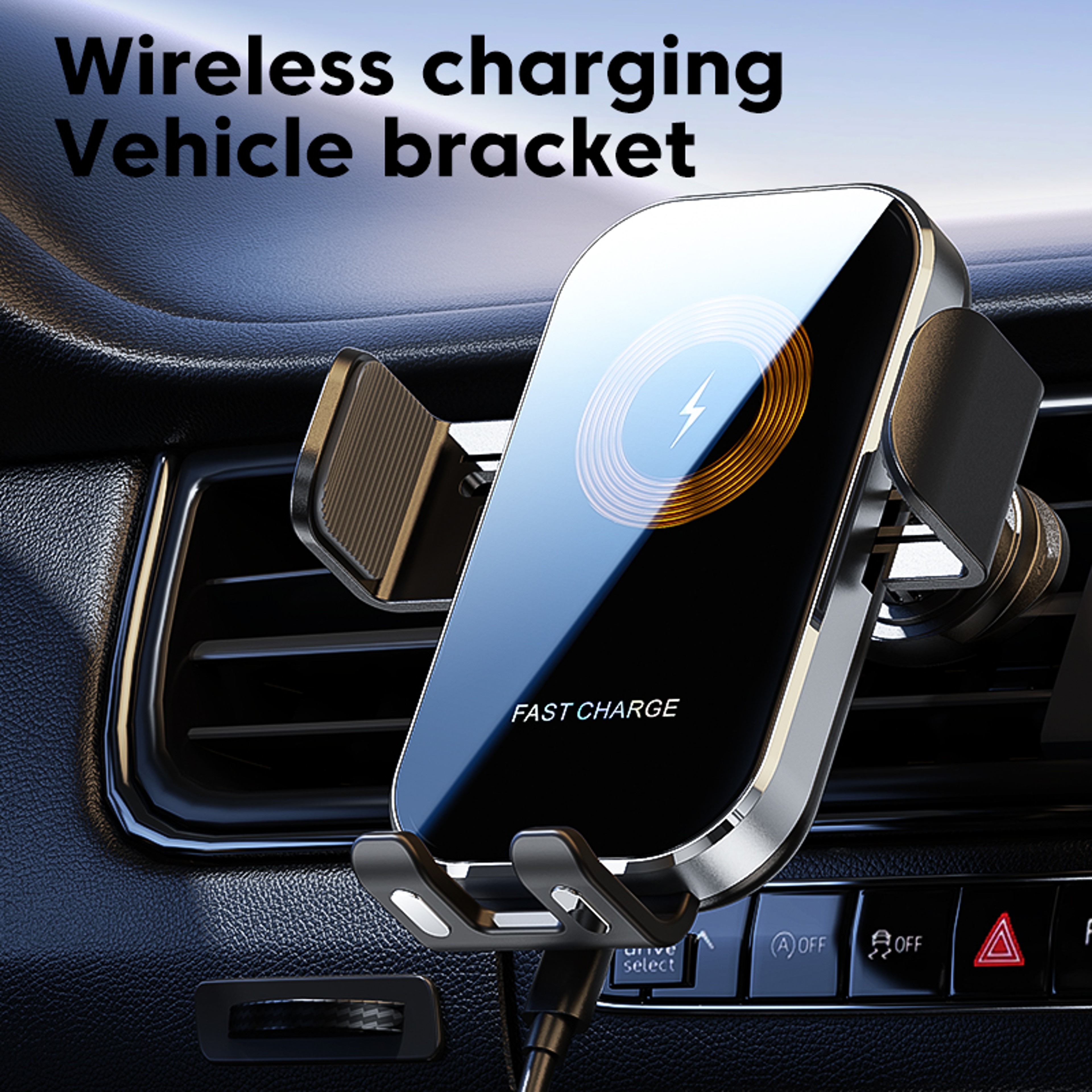 Smart Sensor Fast Wireless Car Charger & Auto Clamping Phone Mount – view 1