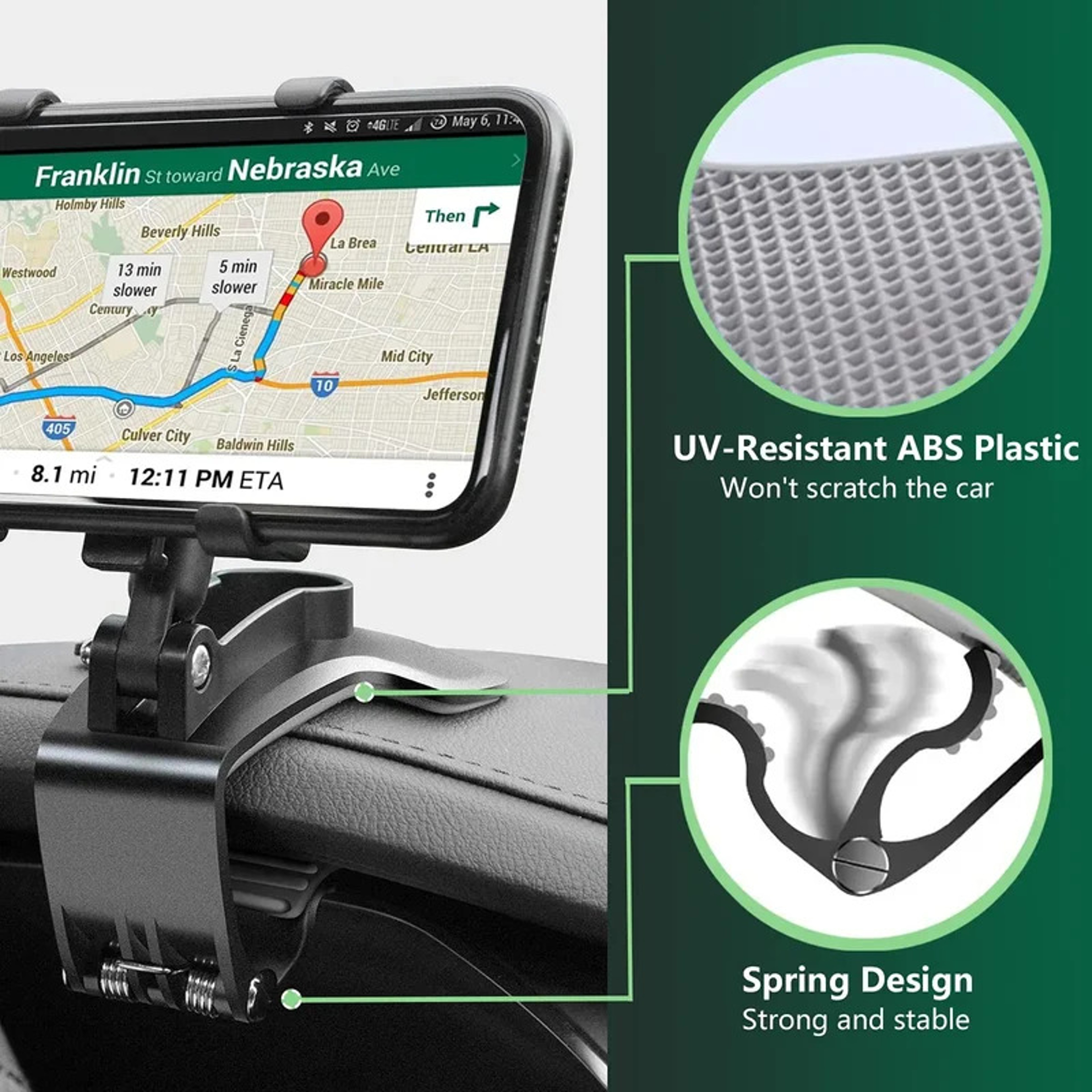 Universal Rotating Car Phone Holder Secure Dashboard Clip & GPS Navigation Mount – view 4