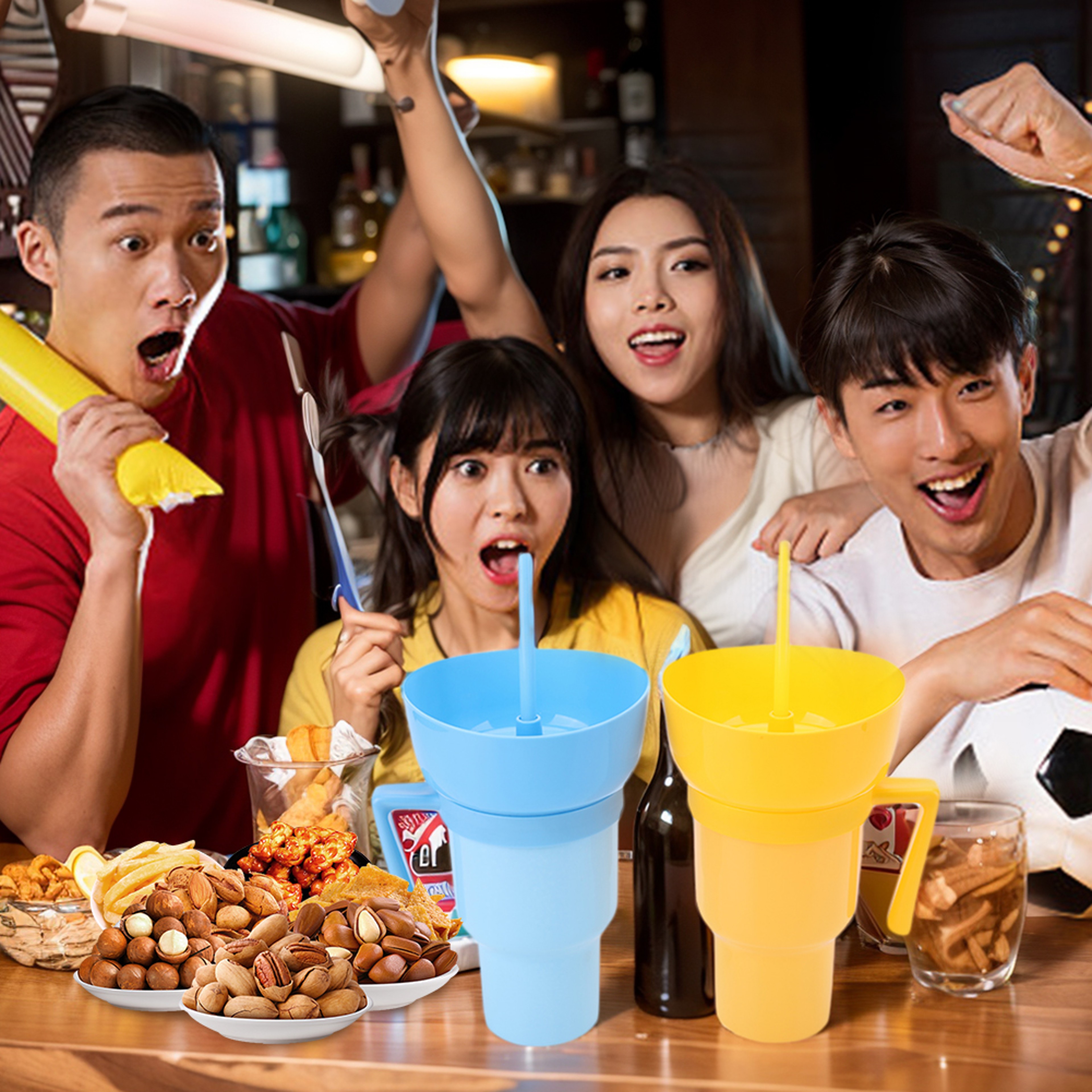Stadium Tumbler with Snack Bowl and Straw Spill Proof Snack and Drink Cup – view 6