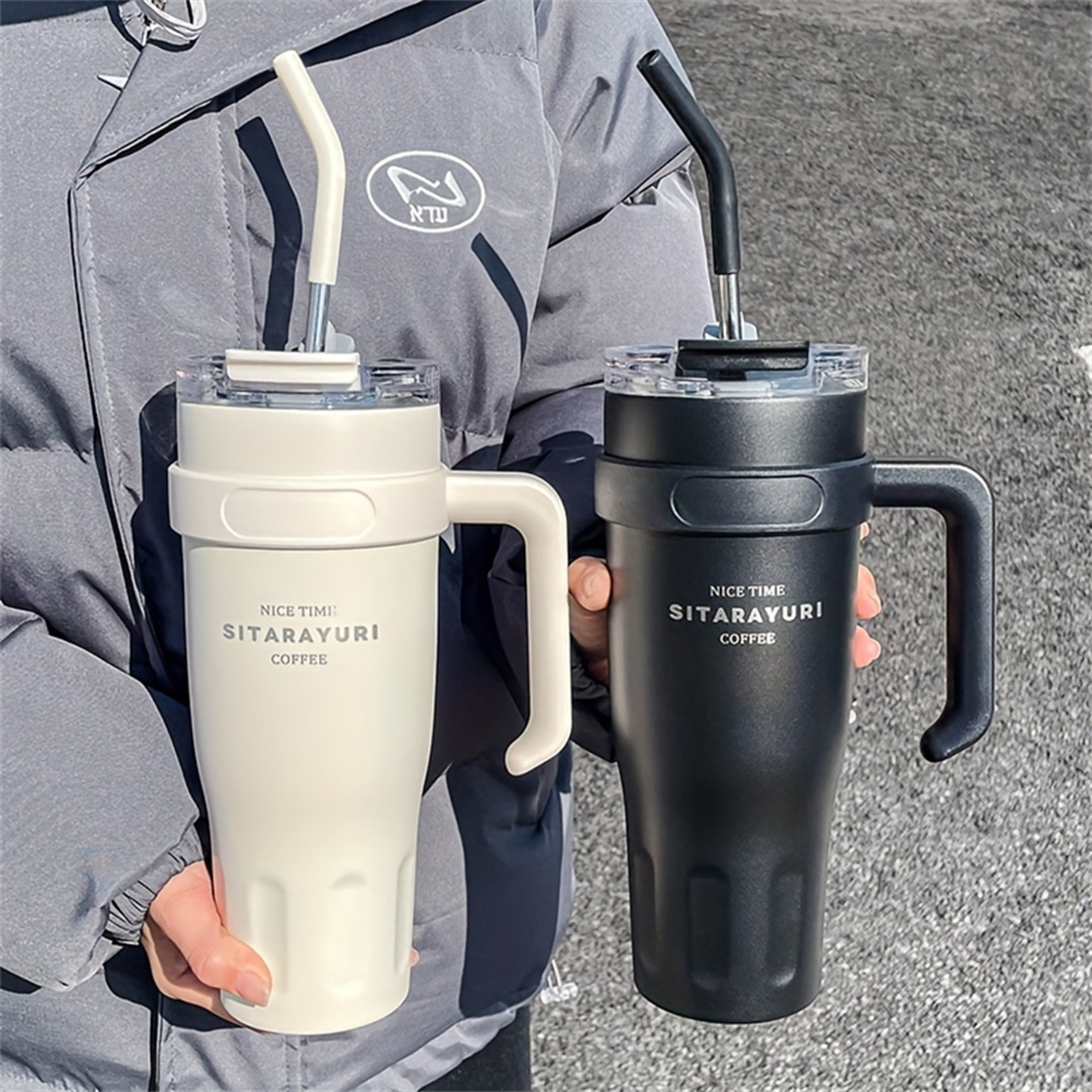 Tumbler with Handle and Straw Leakproof Insulated Travel Mug for Coffee & Water – view 5