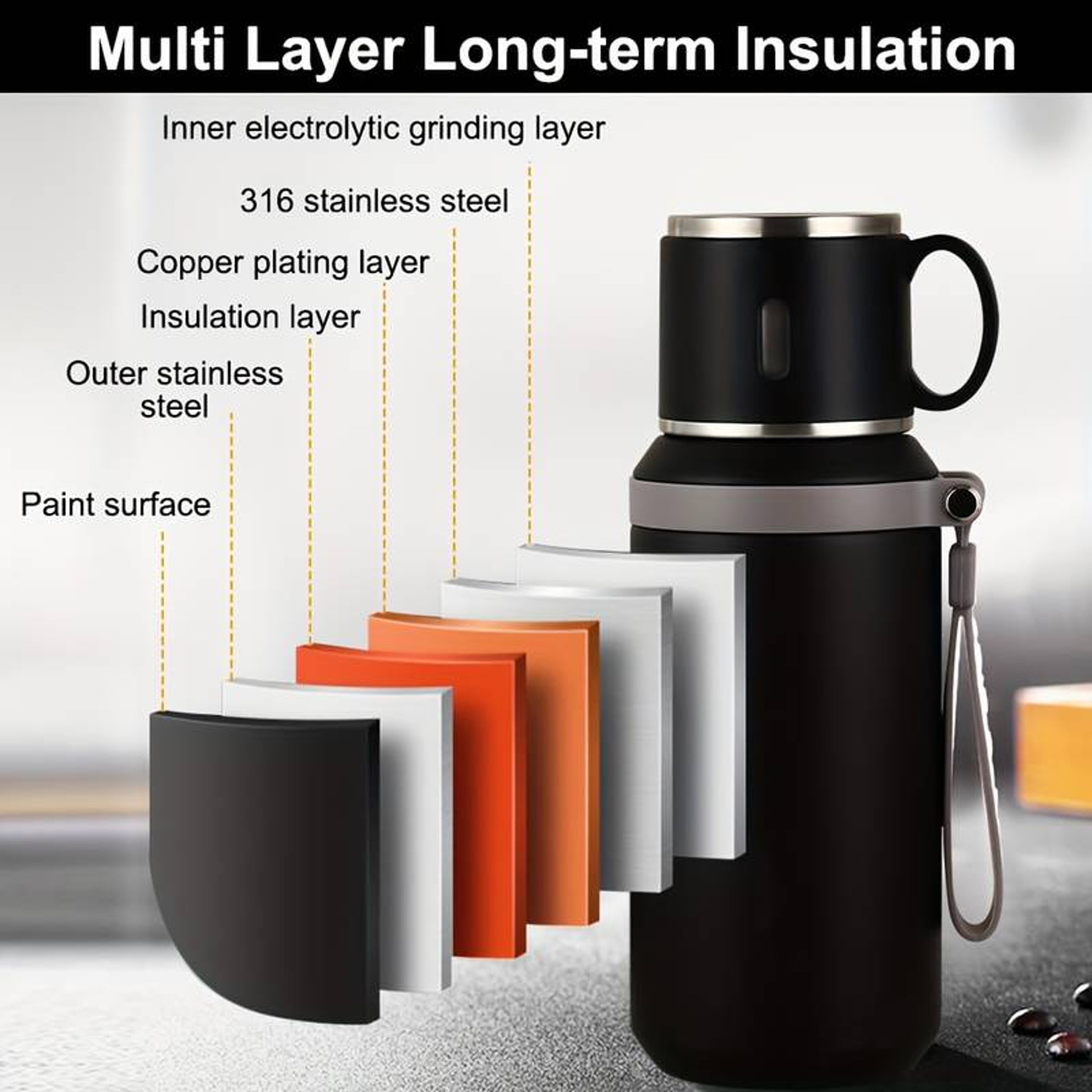 Insulated Travel Coffee Mug Leak Proof Stainless Steel Vacuum Flask For Office And Business 4