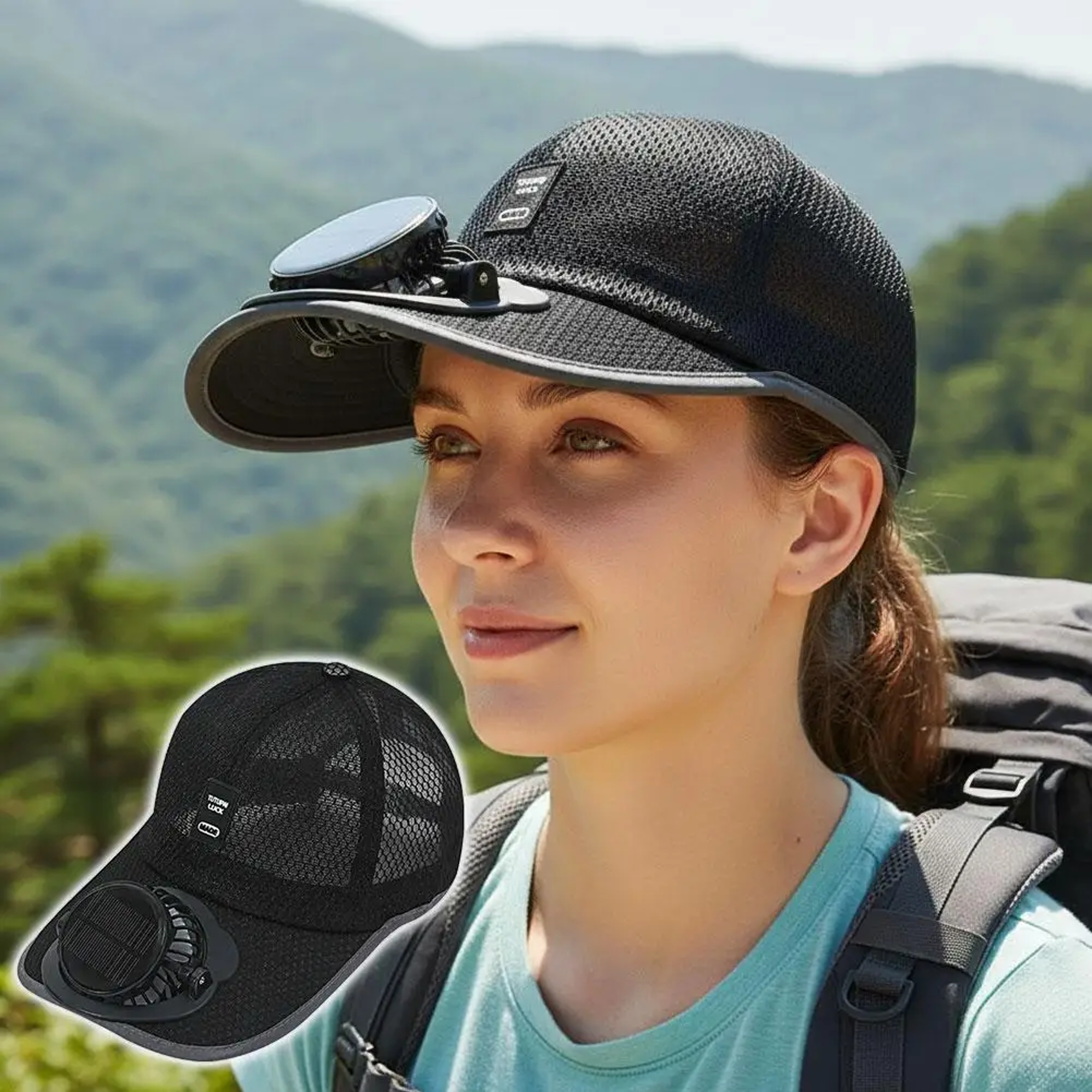 Solar Power Cooling Fan Baseball Cap Breathable Mesh Summer Sun Hat – view 1