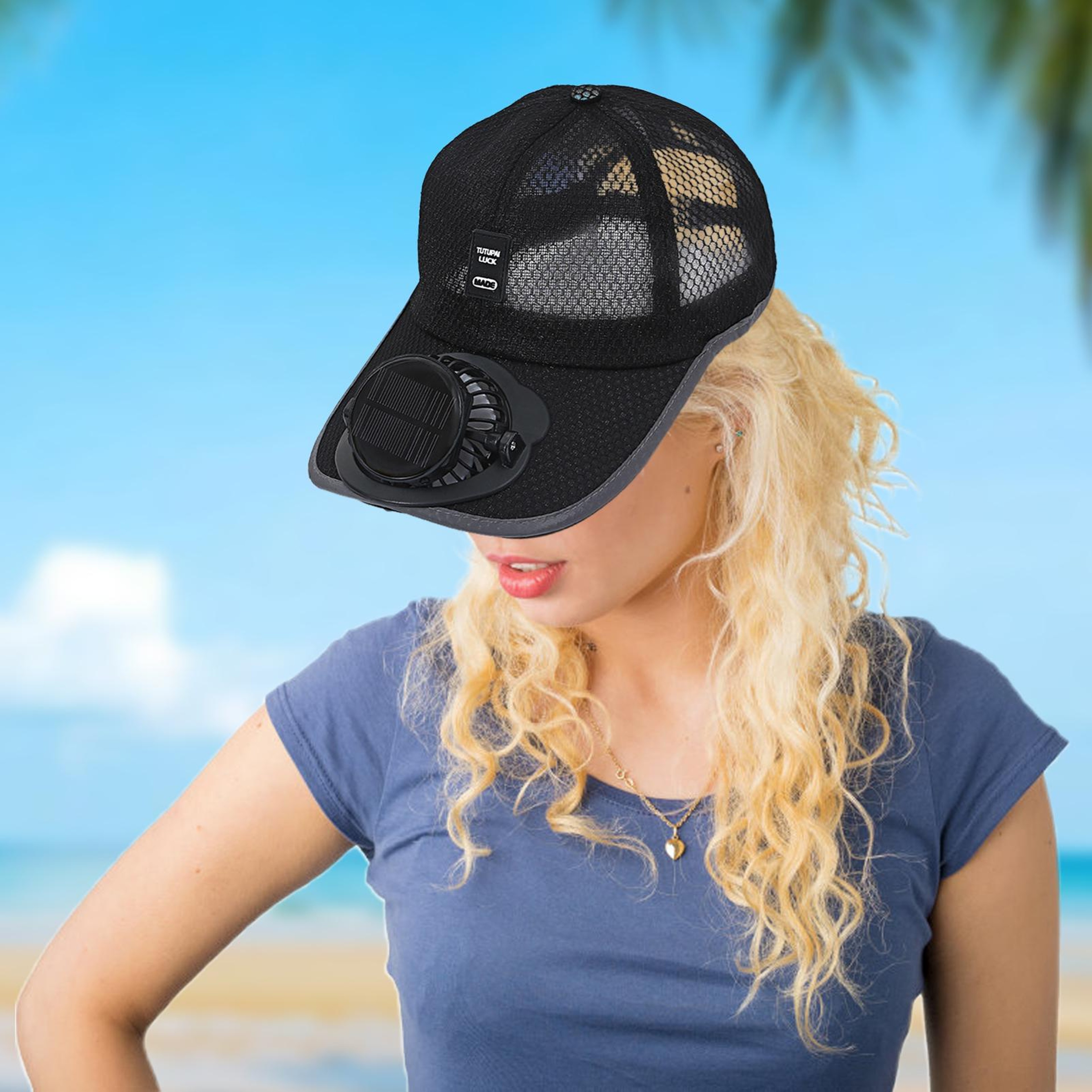 Solar Power Cooling Fan Baseball Cap Breathable Mesh Summer Sun Hat – view 2