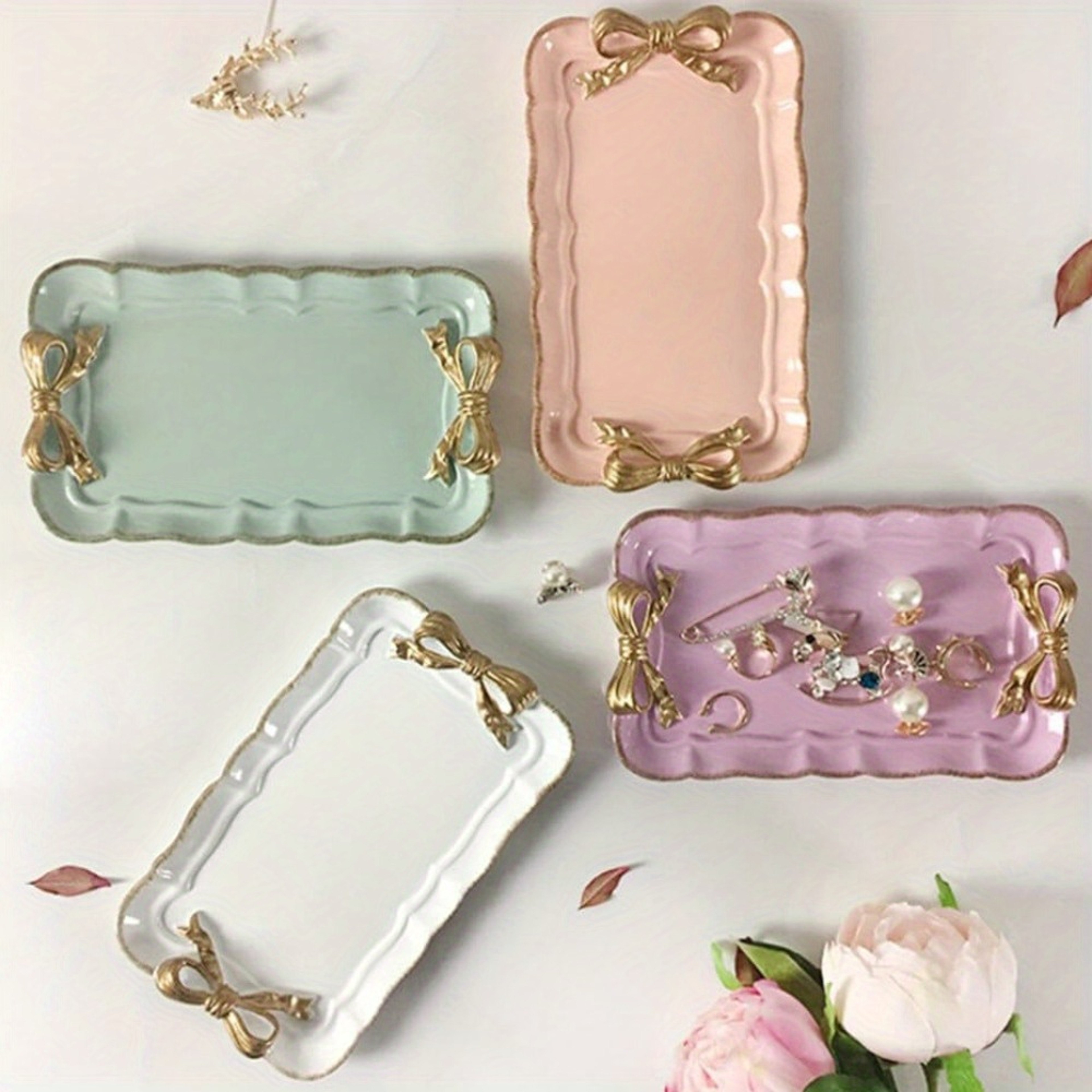 Vintage Bowknot Resin Decorative Tray  Jewelry Organizer 0