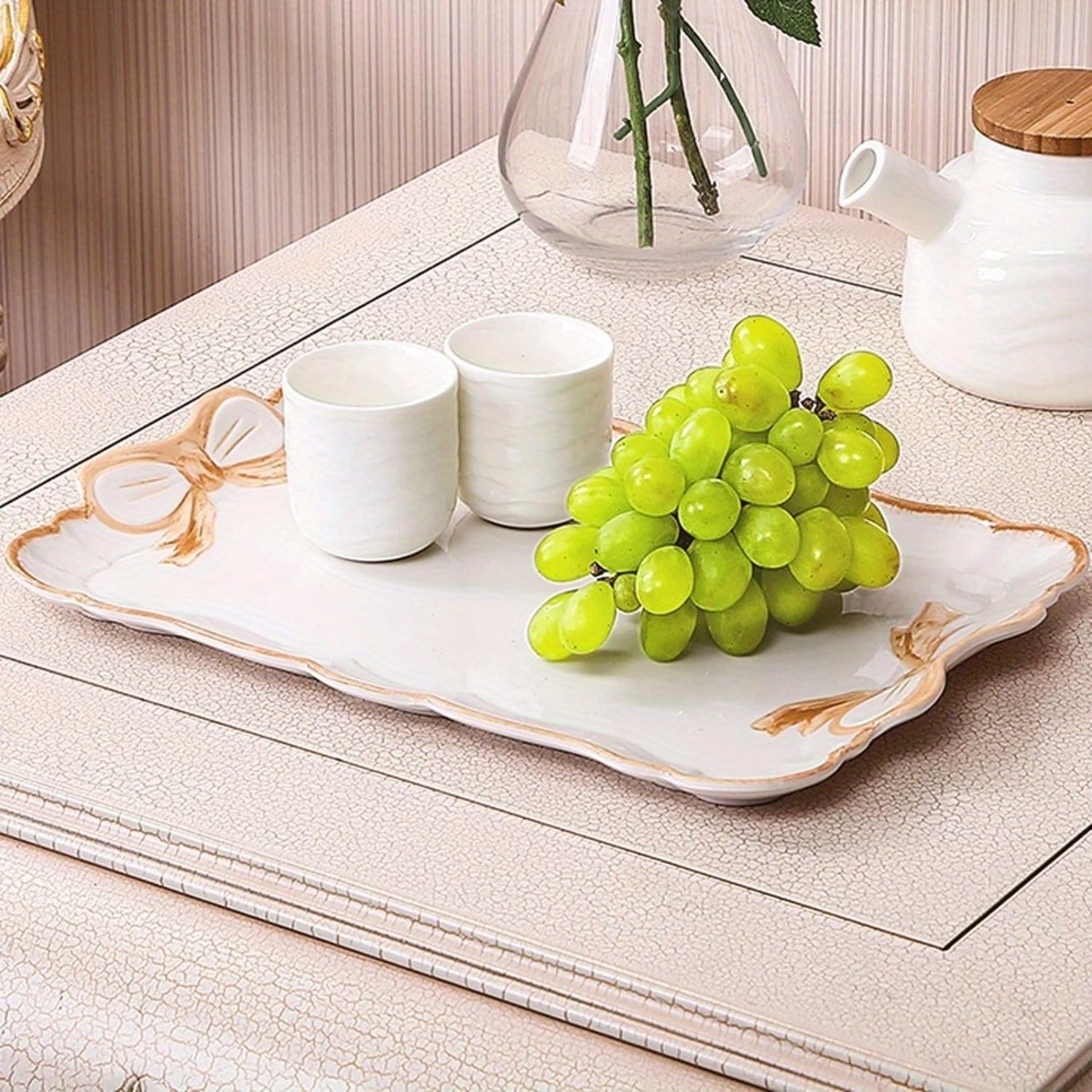 Vintage Bowknot Resin Decorative Tray  Jewelry Organizer 4