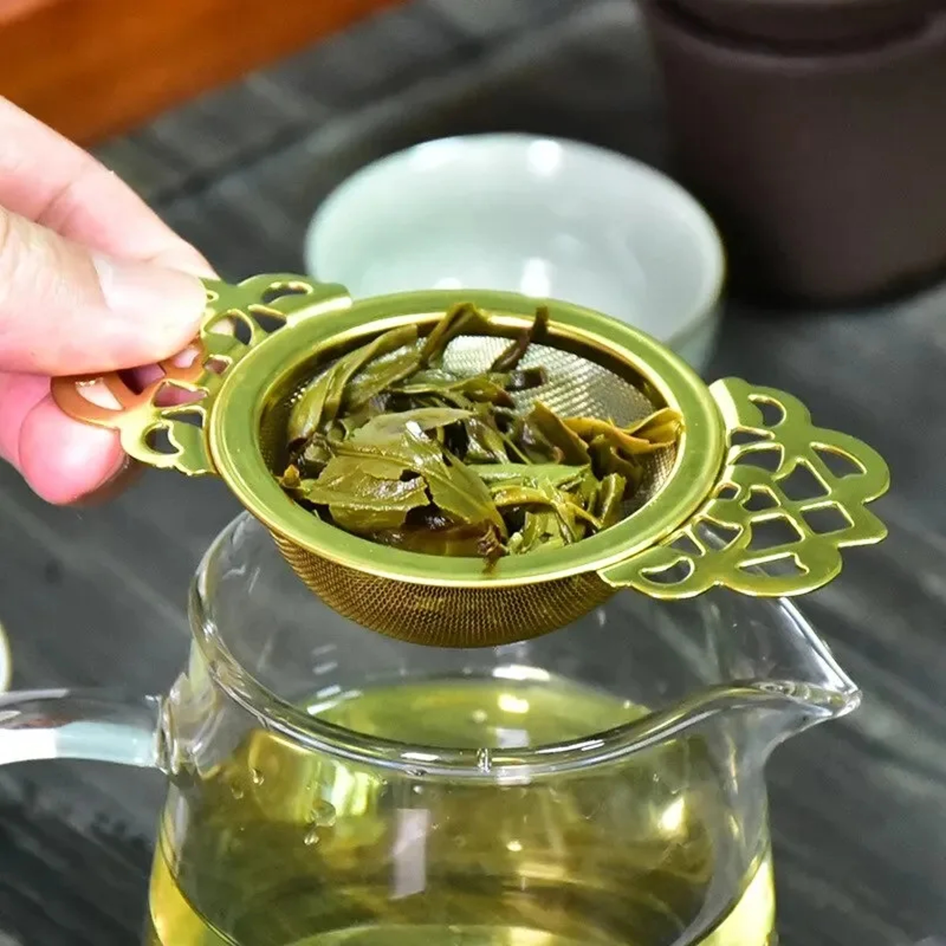 Double Ear Stainless Steel Tea Infuser with Fine Mesh and Lid – view 6