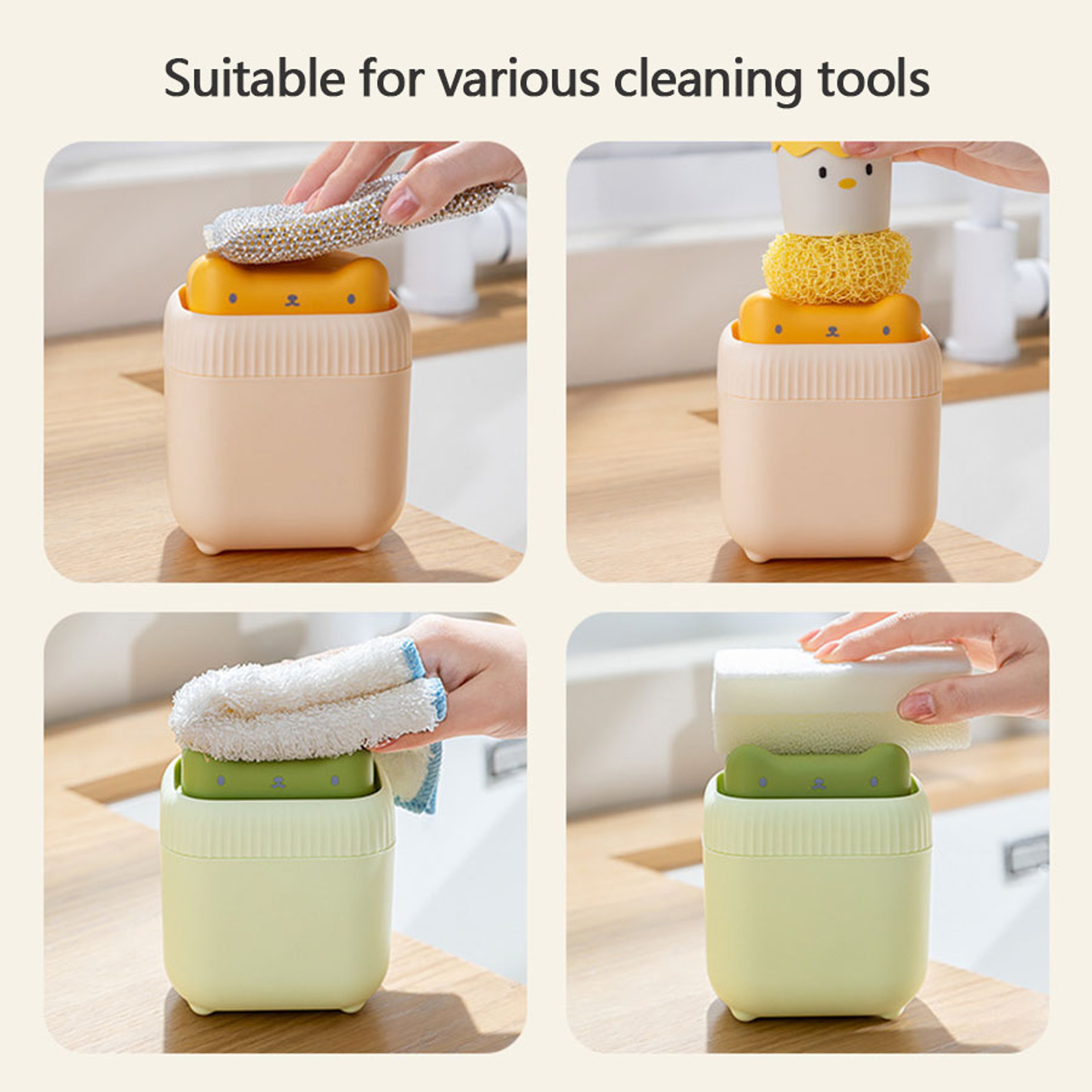 PressFlow Dish Soap Dispenser with Sponge Holder for Kitchen Sink – view 4