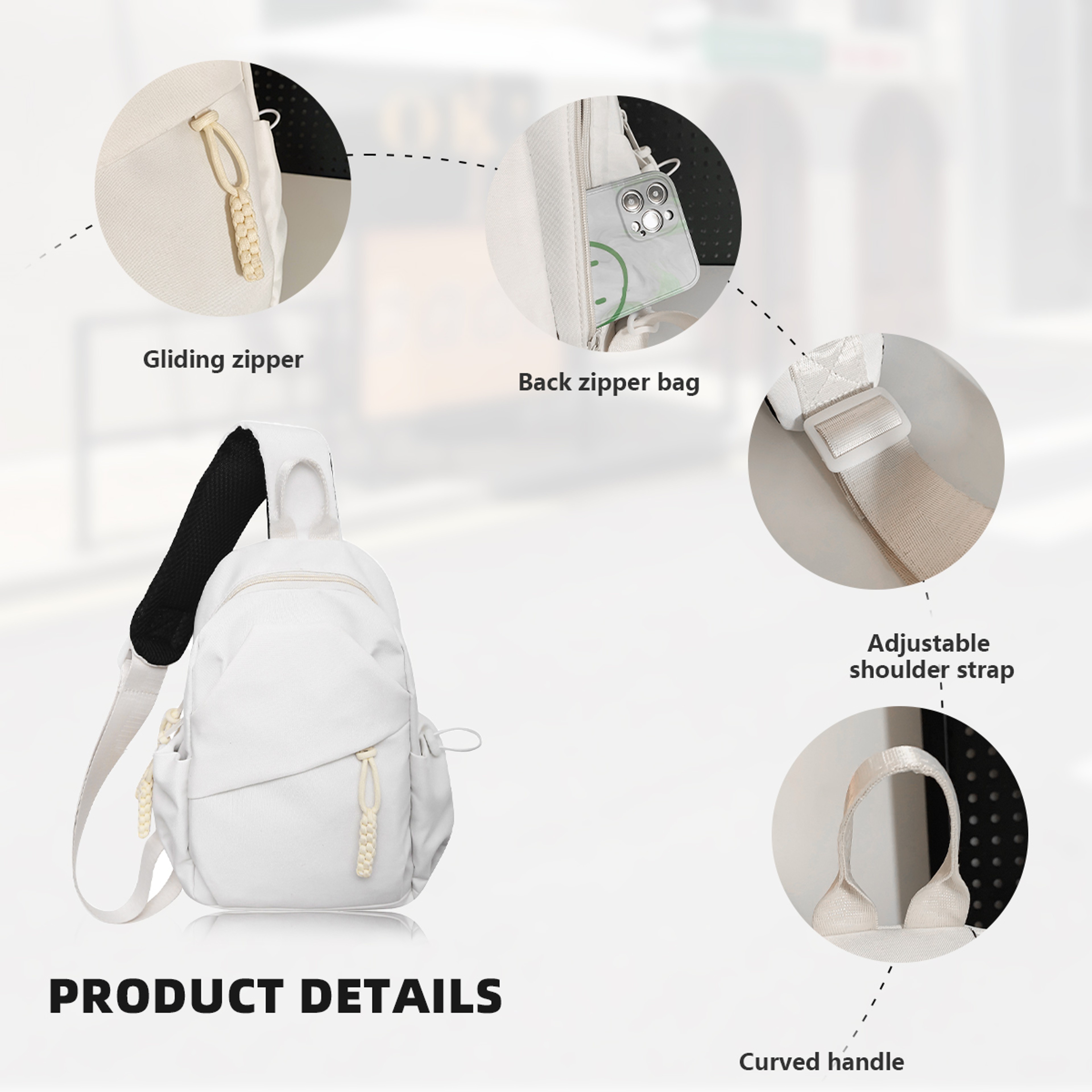 Lightweight Crossbody Sling Bag Large Capacity Travel Chest Bag 3
