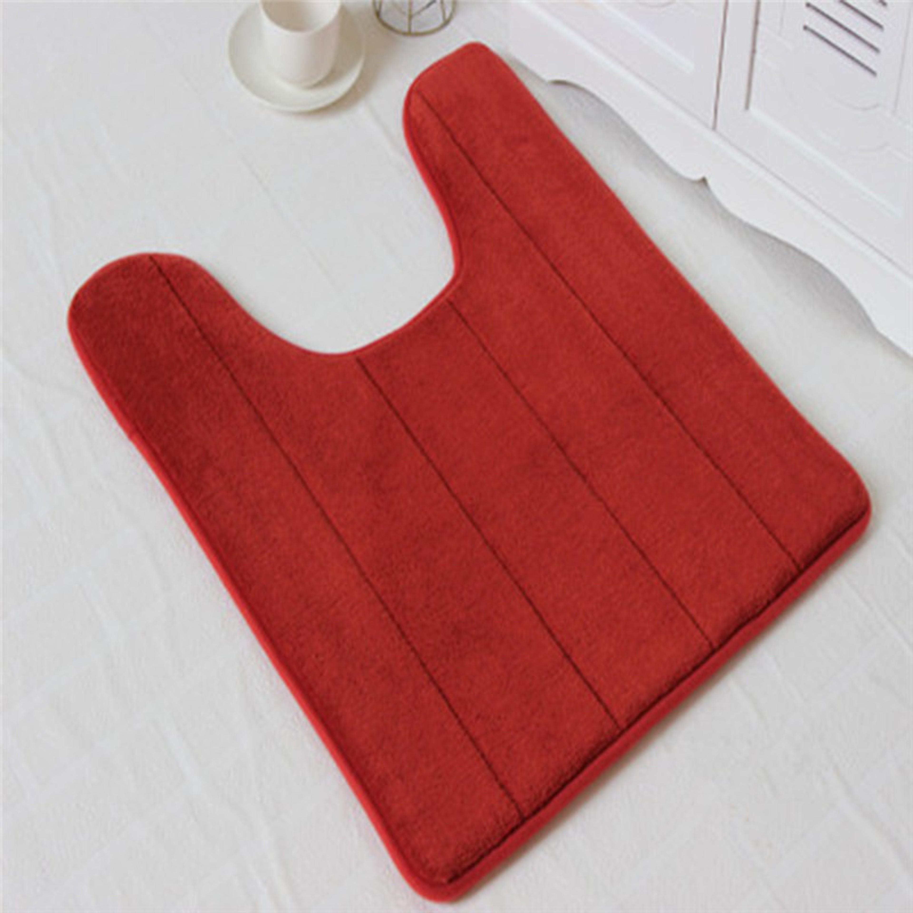 Silver Grey Non Slip Bath Mat Set Memory Foam Bathroom Rug and U Shape Toilet Mat – view 4