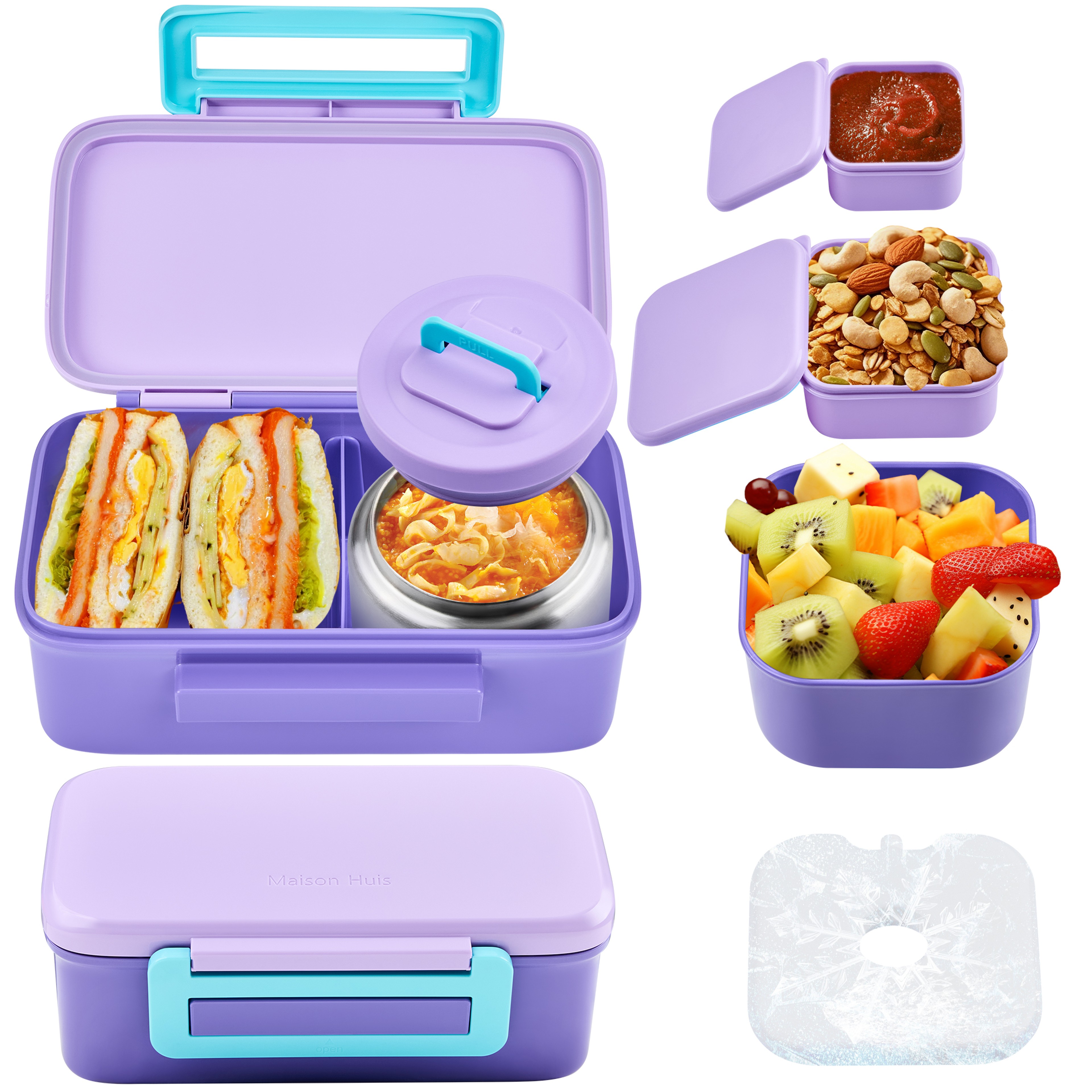 Insulated Bento Lunch Box Set with Snack and Sauce Containers – view 1