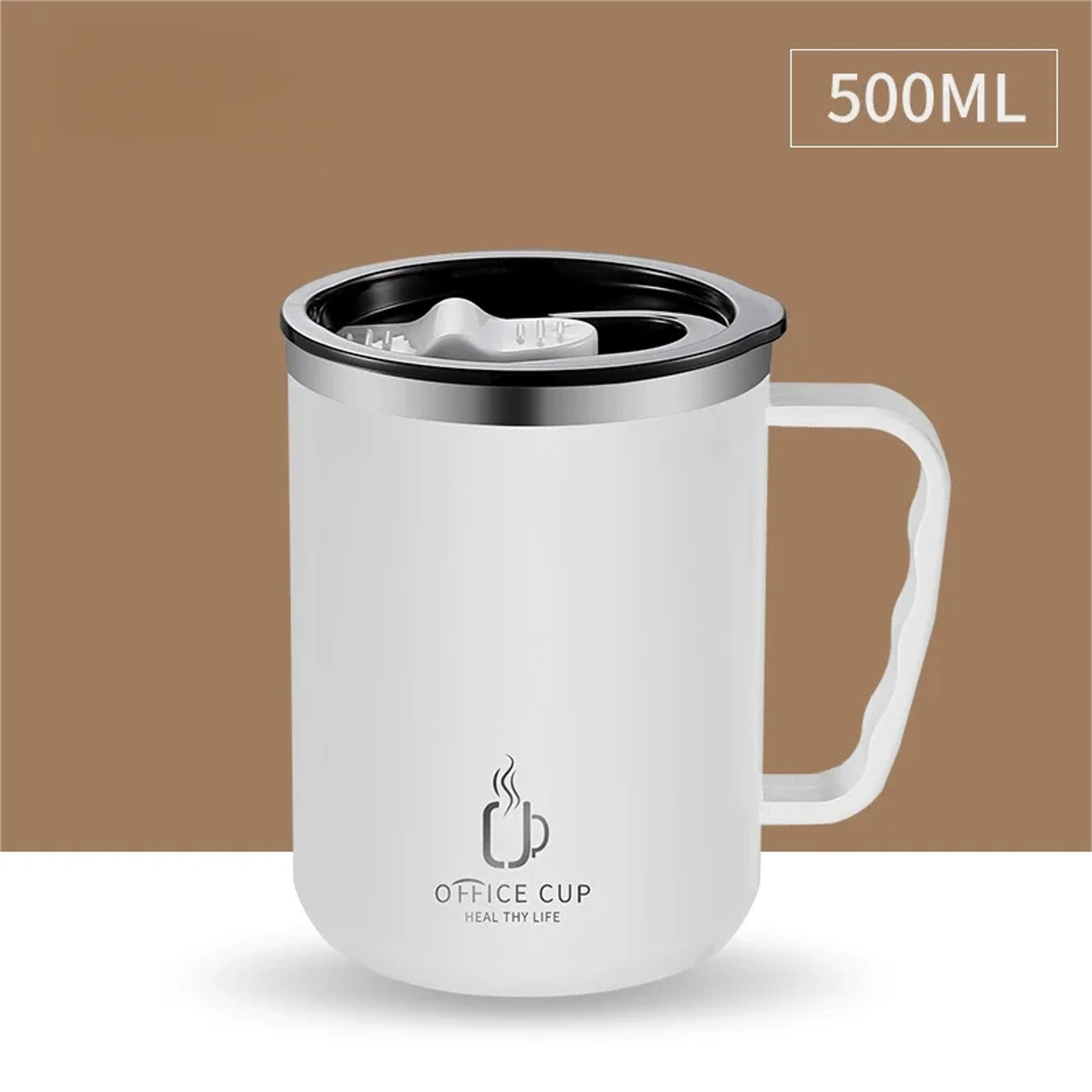 Insulated Coffee Mug Stainless Steel Thermos Cup with Handle and Leak Proof Lid – view 8