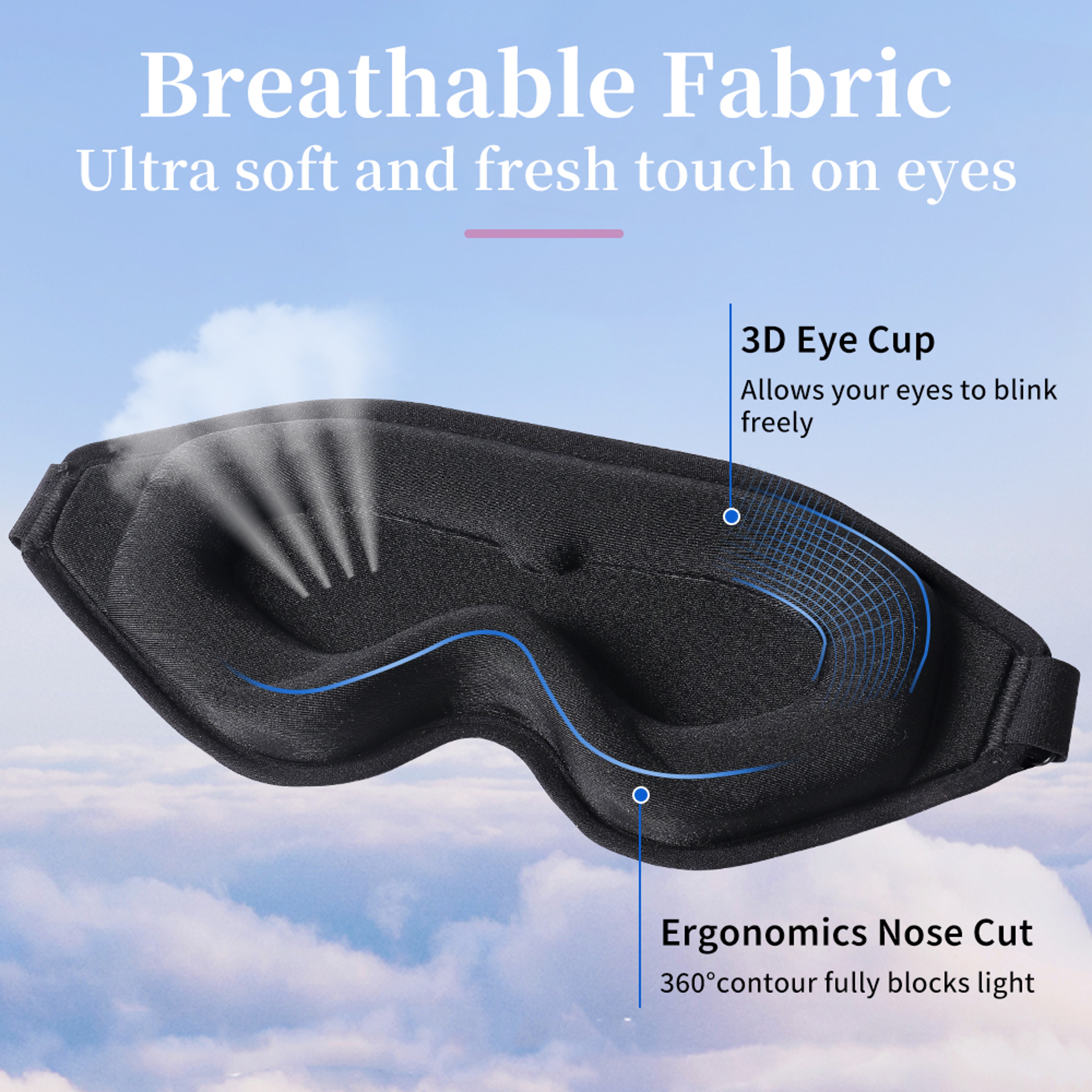 Breathable Sleep Mask for Deep Rest Blackout Eye Mask with Adjustable Fit – view 6