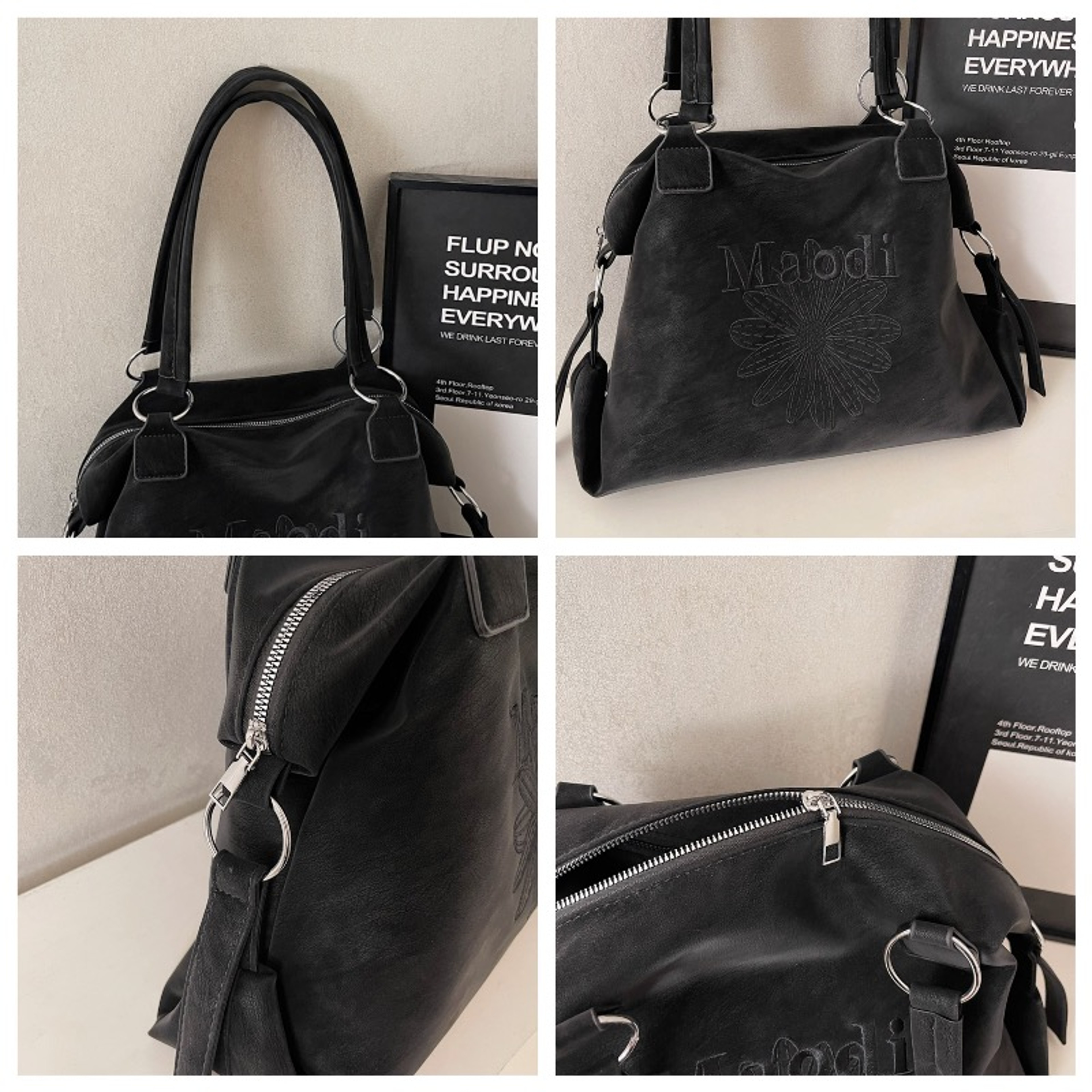 Retro Suede Tote Bag for Women Large Capacity Commuter Shoulder Purse – view 5