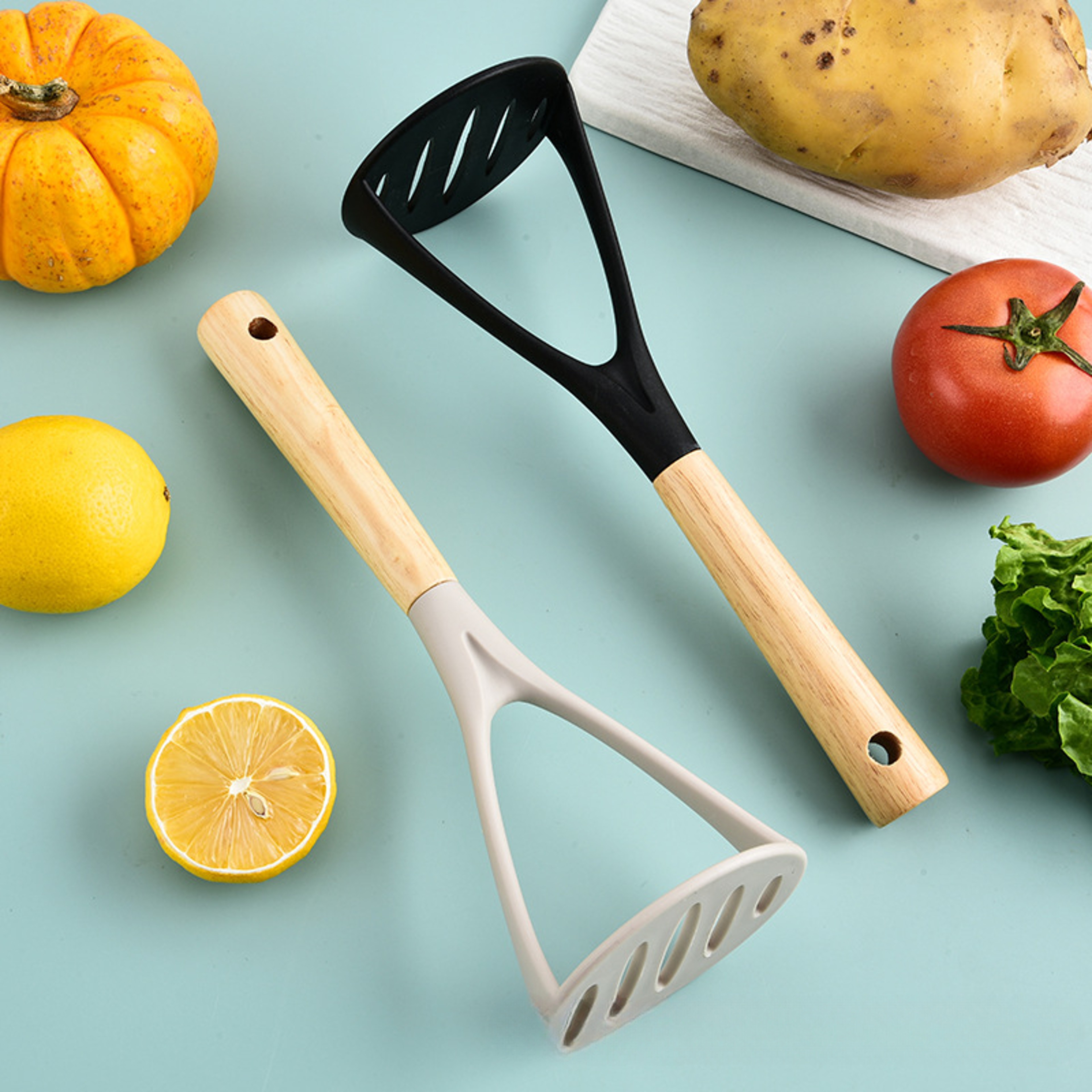 Silicone Potato Masher And Garlic Press Easy Clean Kitchen Tool 1