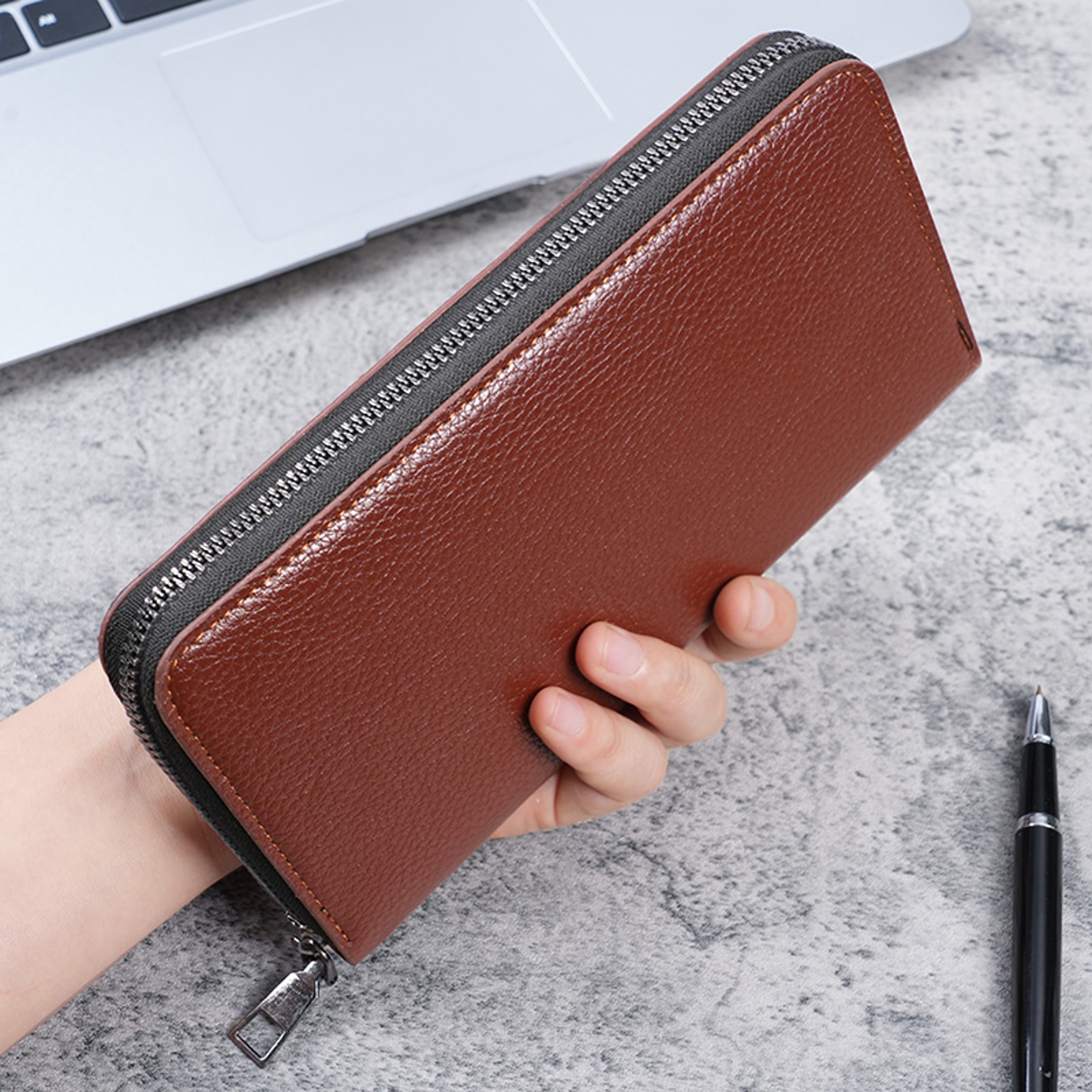 Mens Zipper Wallet Large Capacity Clutch Bag With Phone Pocket 4