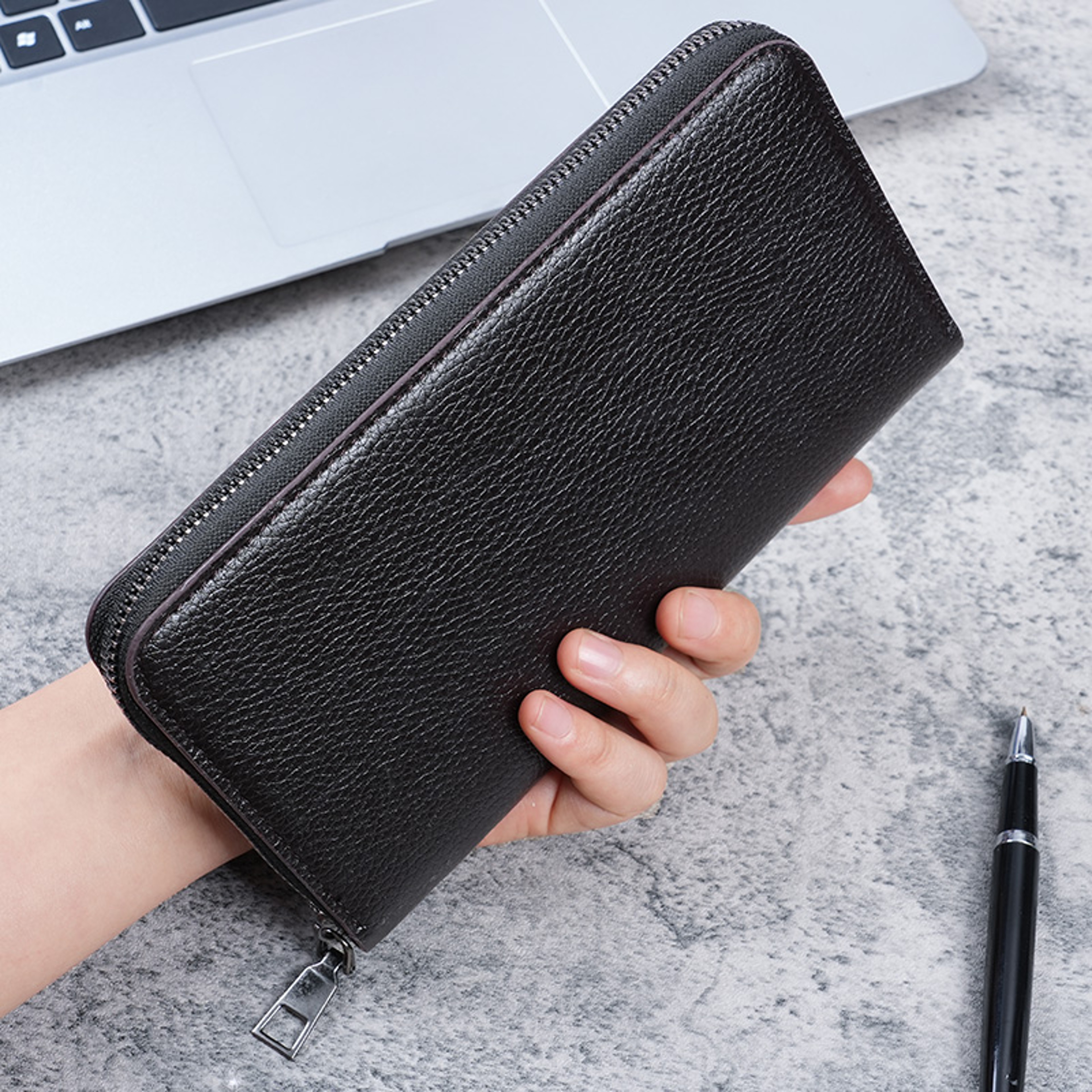 Mens Zipper Wallet Large Capacity Clutch Bag With Phone Pocket 5