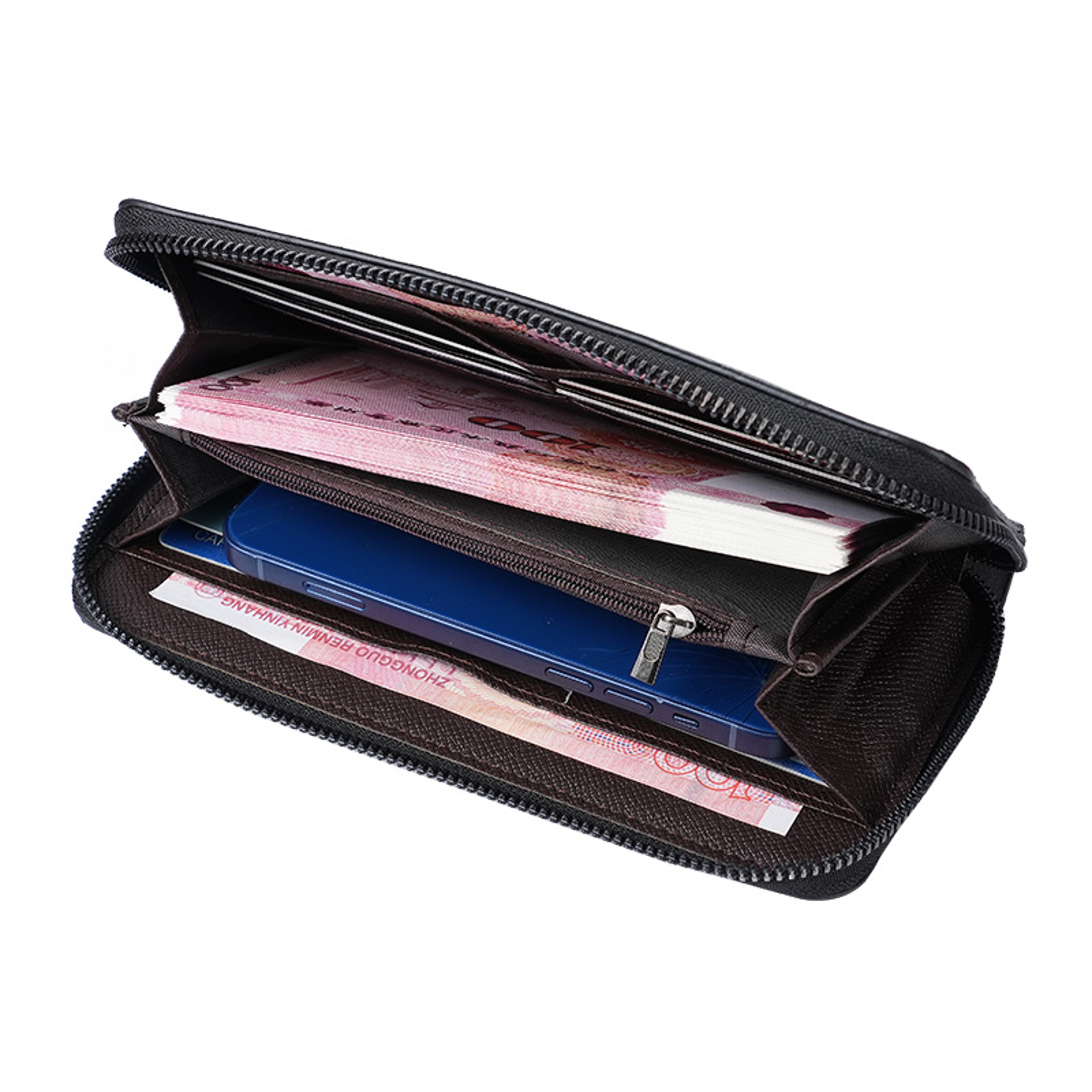 Mens Zipper Wallet Large Capacity Clutch Bag With Phone Pocket 1