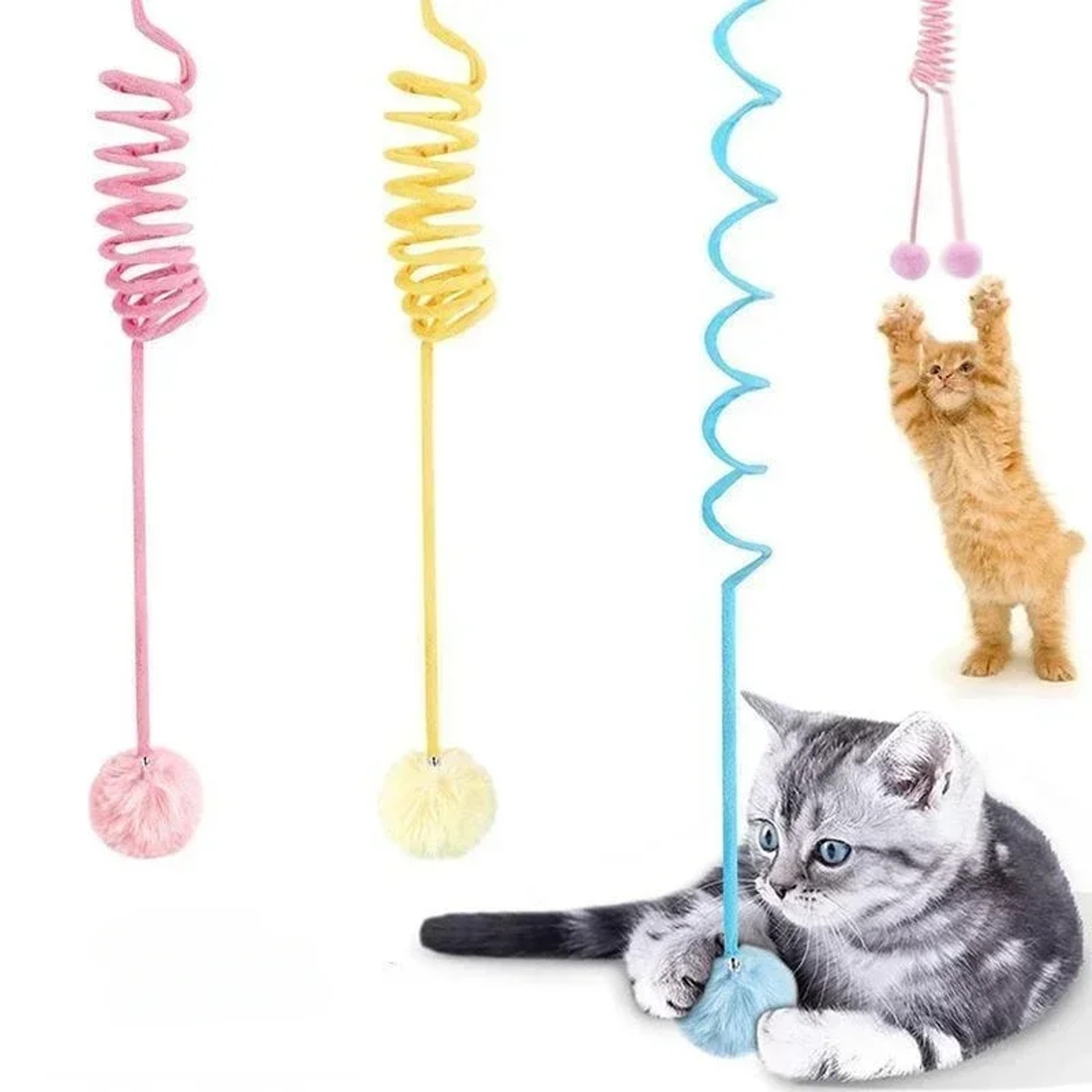 Interactive Cat Teaser Wand with Spring Rope Plush Ball Toy – view 1