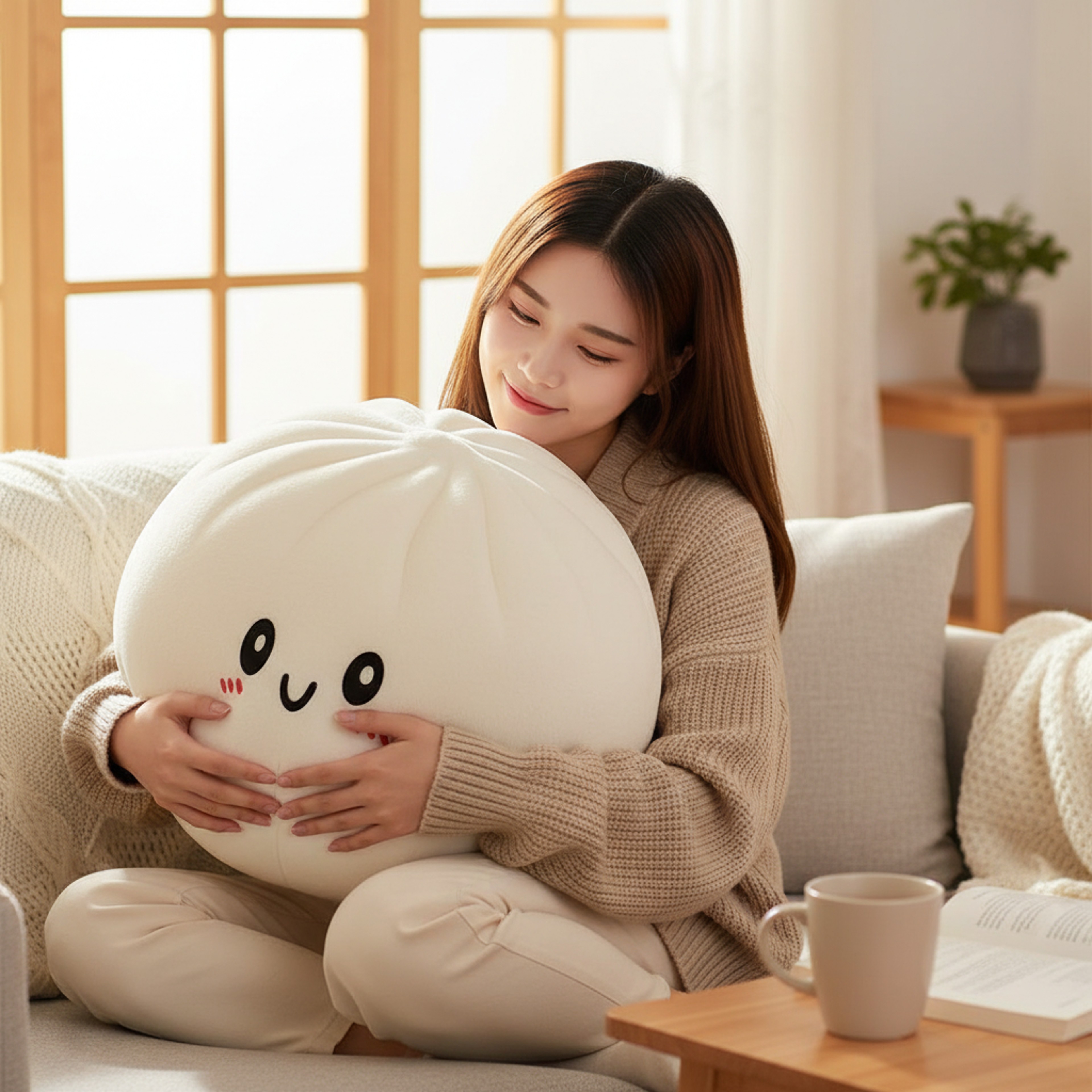 Giant Dumpling Plush Pillow Soft Squishy Toy For Stress Relief Cozy Companion For Kids  Adults Perf 0