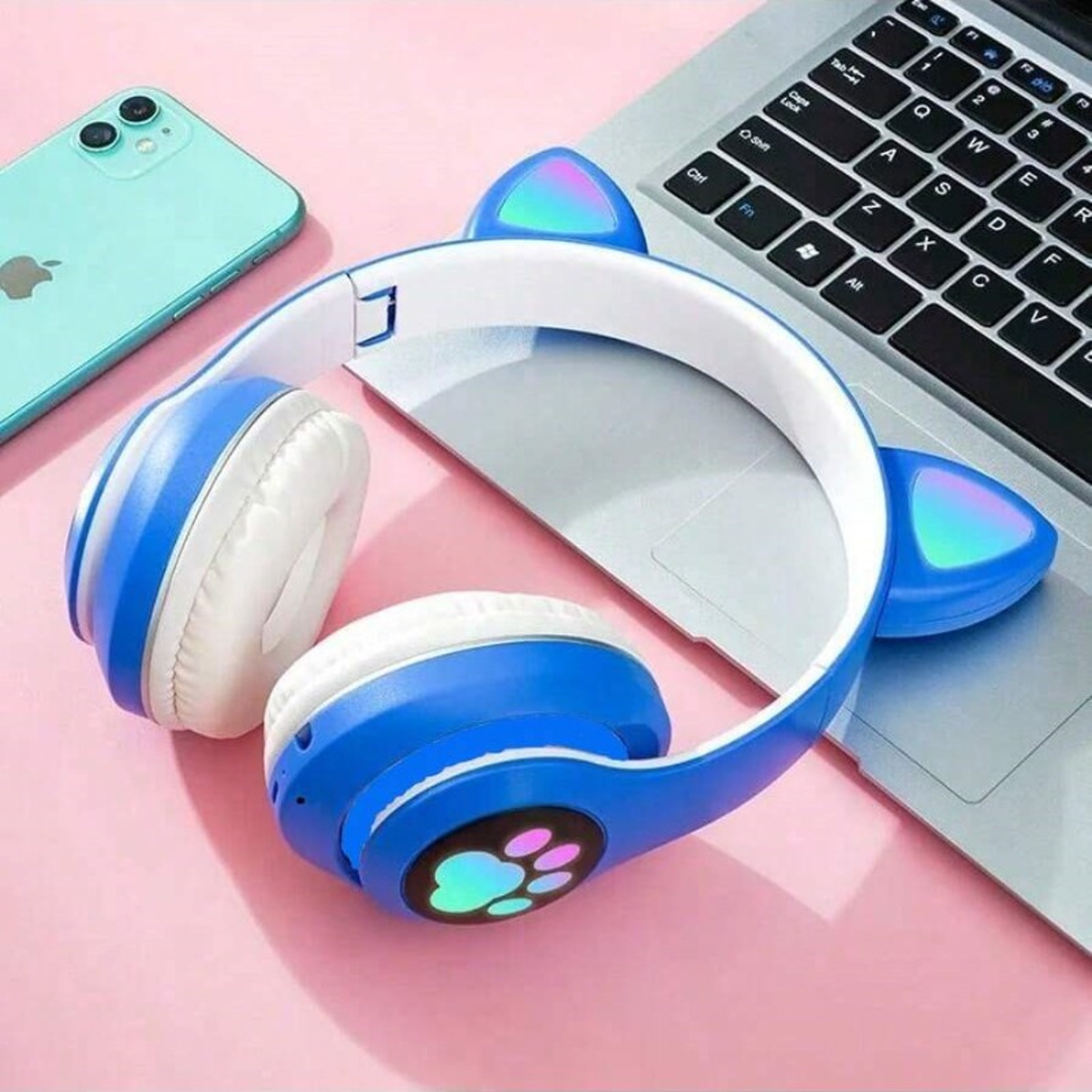 Cute Cat Ear Wireless Headphones with Microphone RGB Noise Cancelling Kids Headset for Stereo Music – view 6