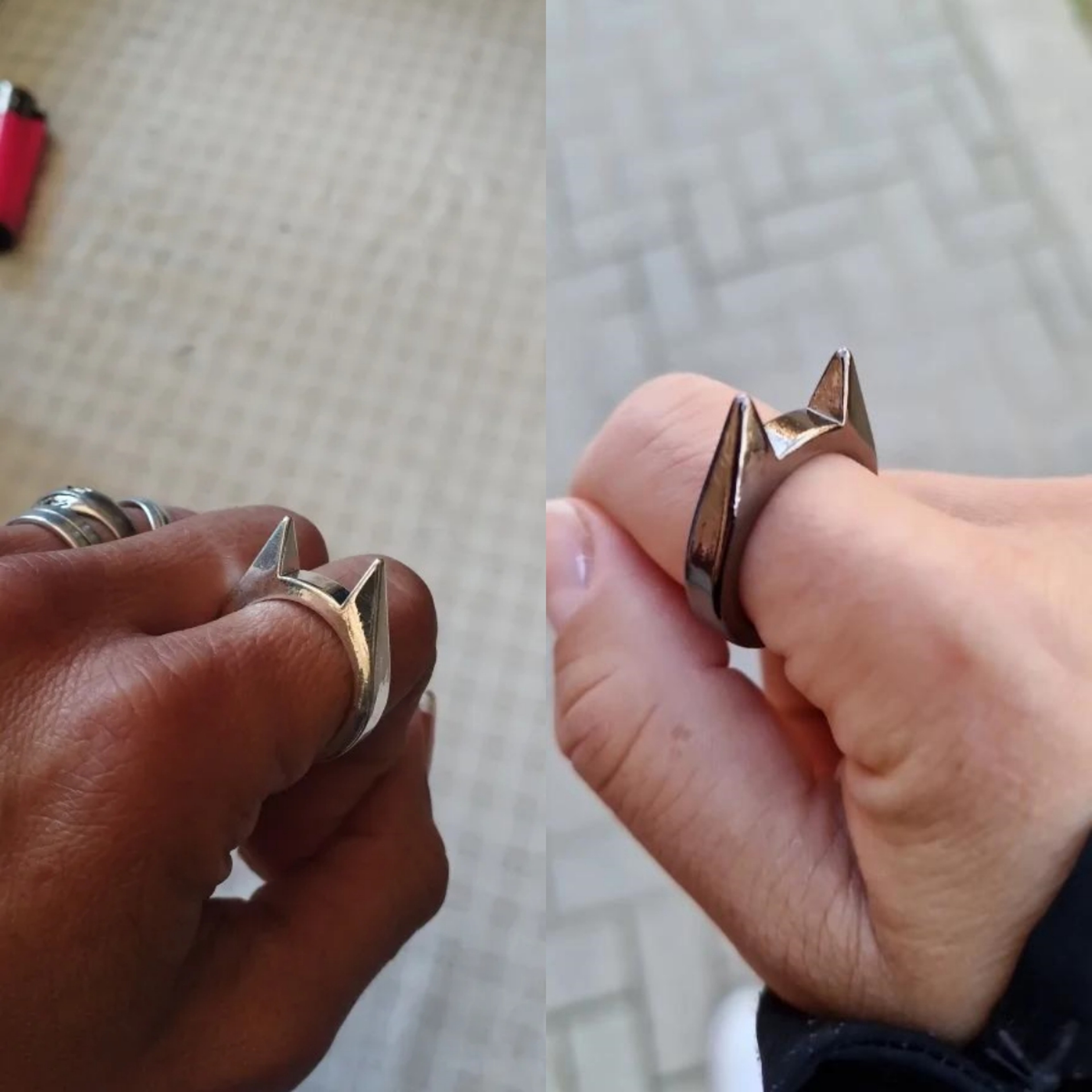 Self Defense Finger Ring Outdoor Survival Window Breaker Cats Ear Metal Defense Ring for Personal Safety – view 1