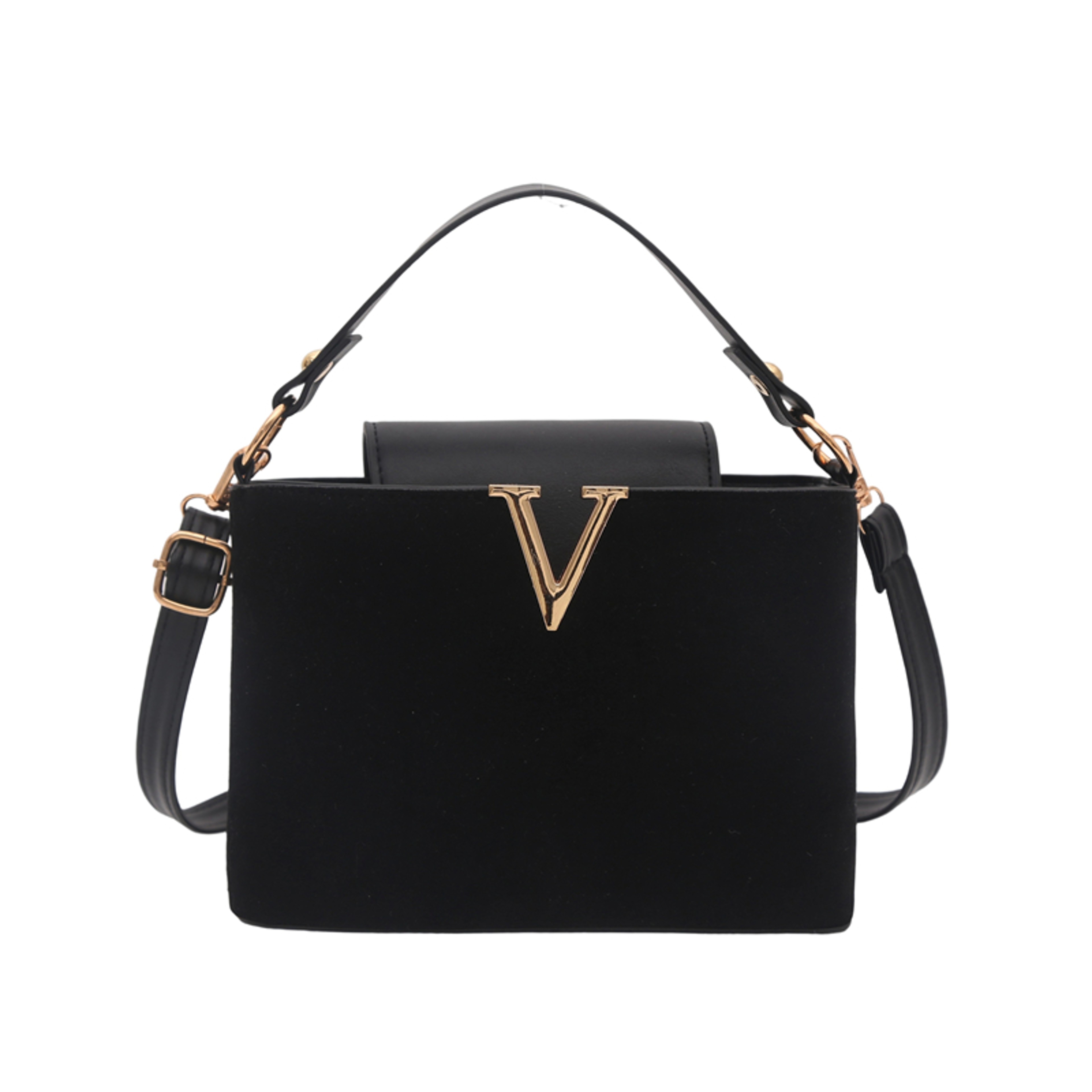 Fashionable Mini Suede Womens Tote Bag with Hardware Lock Buckle Faux Suede Crossbody Shoulder Handbag – view 9
