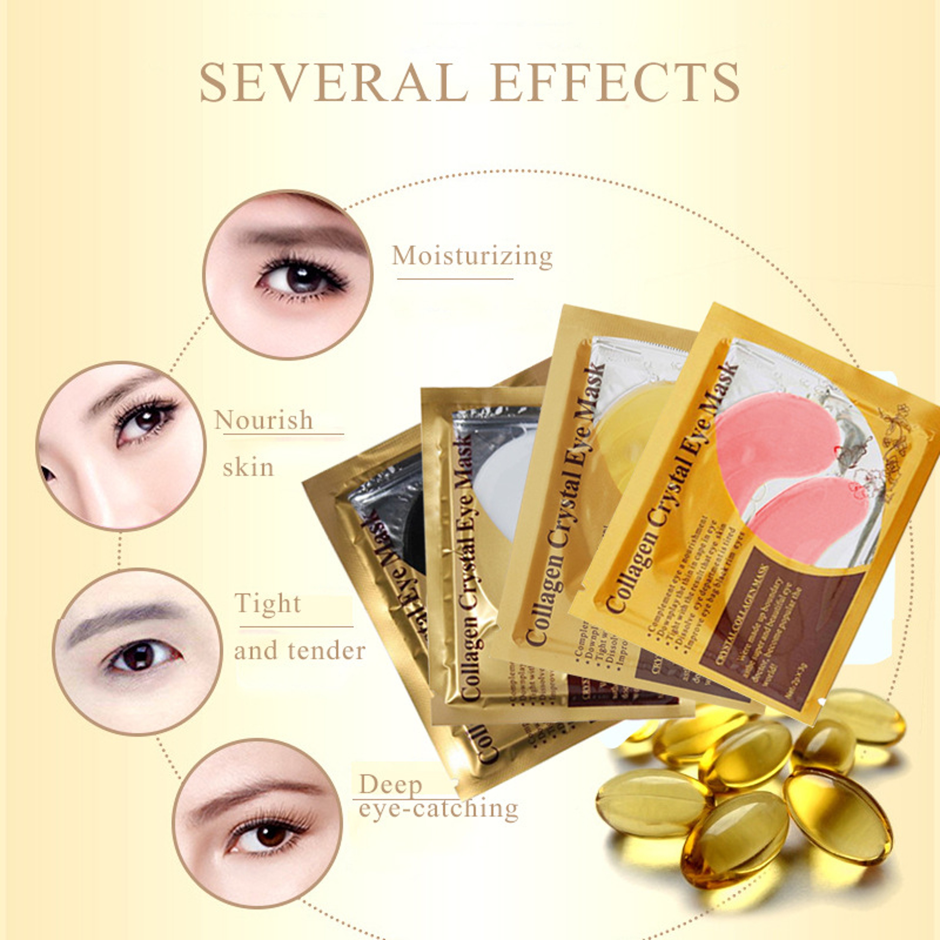 Luxury Gold Collagen Eye Mask Hydrogel Under Eye Patches for Firming & Moisturizing – view 3
